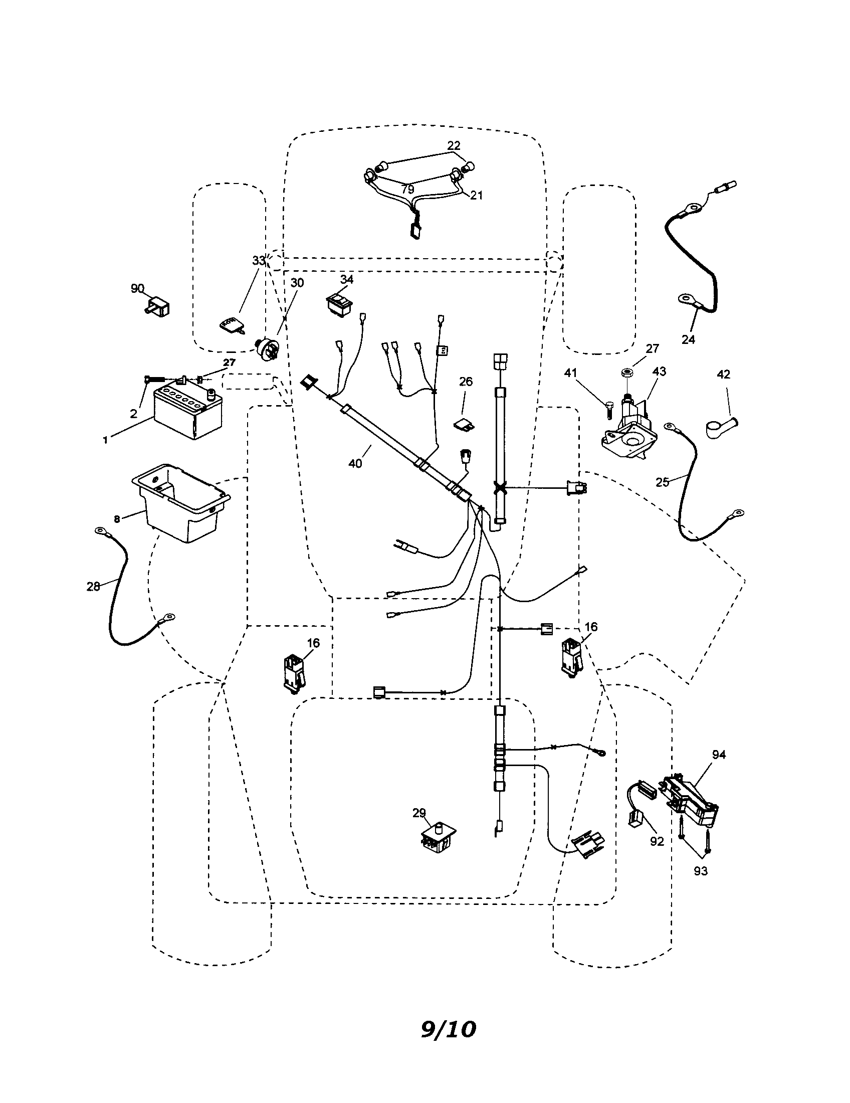 Poulan PXT16542 (96016001900) electrical diagram