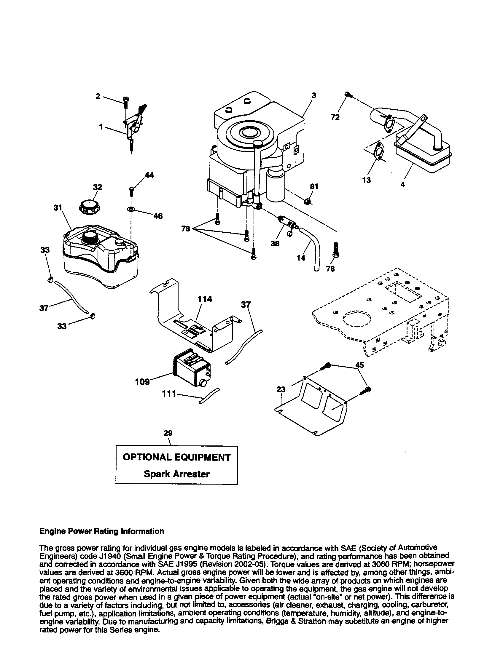 Poulan PXT16542 (96016001900) engine diagram