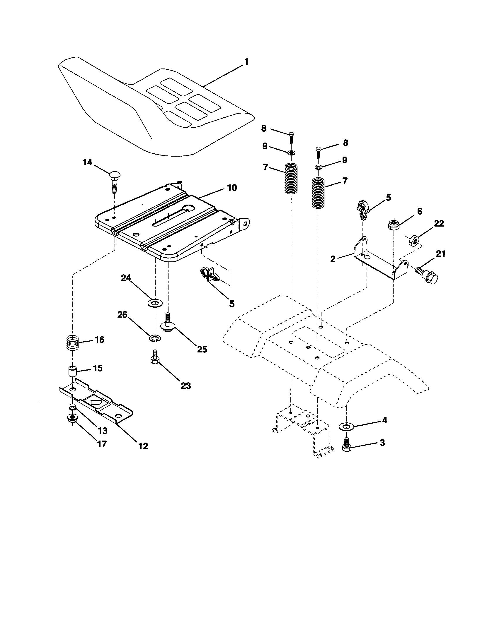 Poulan PXT16542 (96016001900) seat diagram