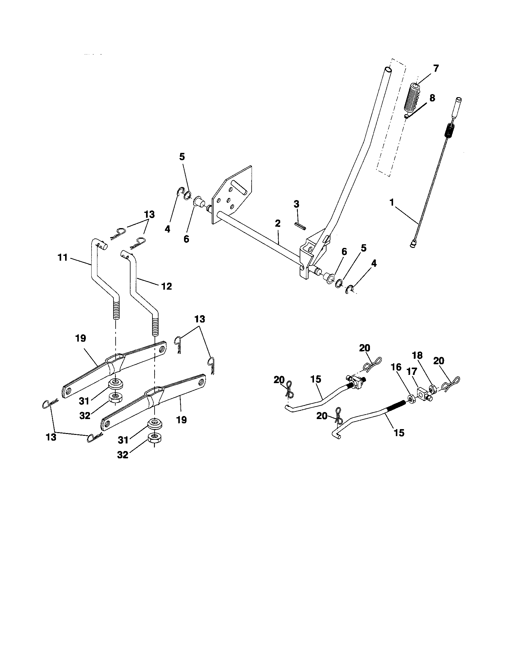 Poulan PXT16542 (96016001900) mower lift diagram