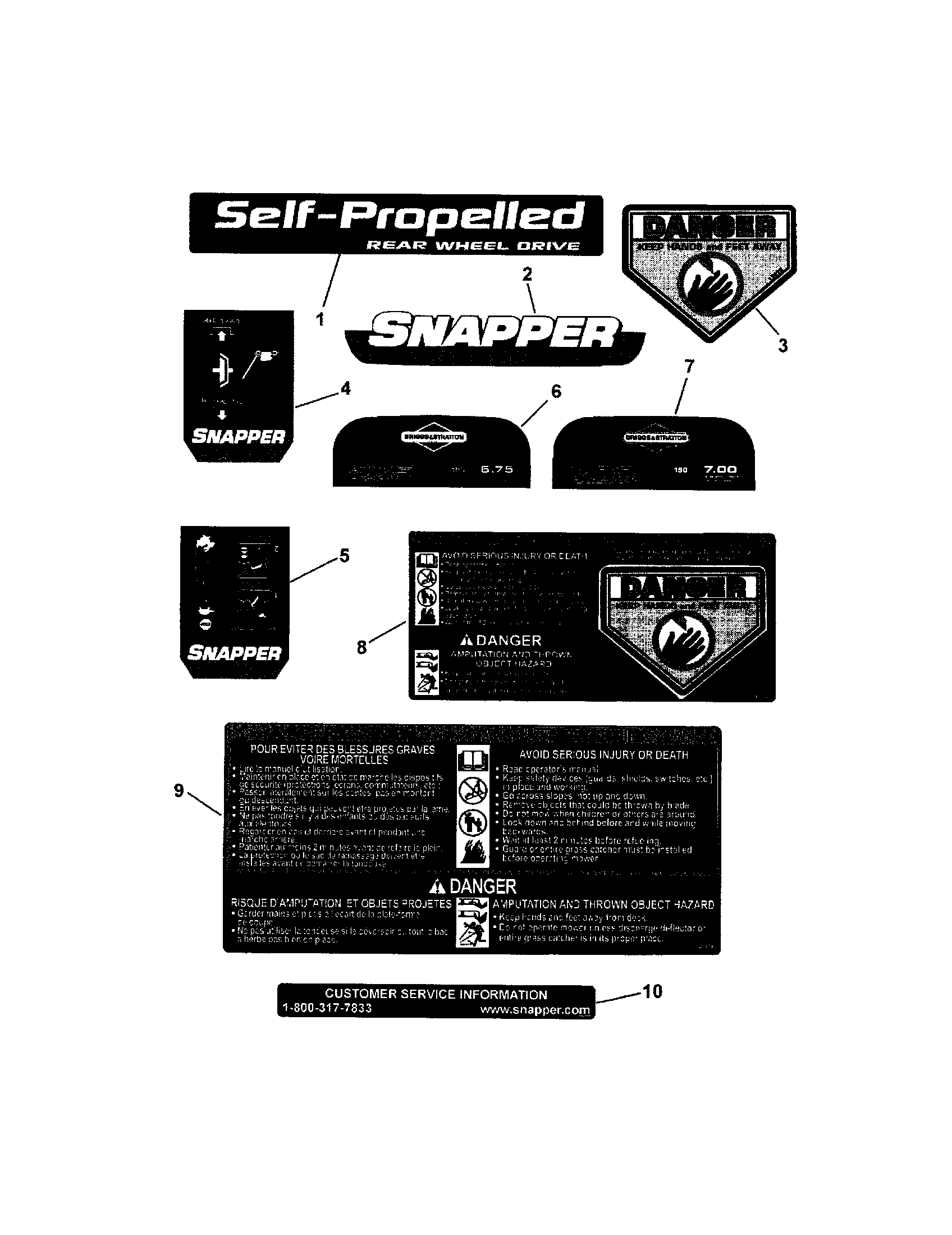 Snapper 7800587 decals diagram