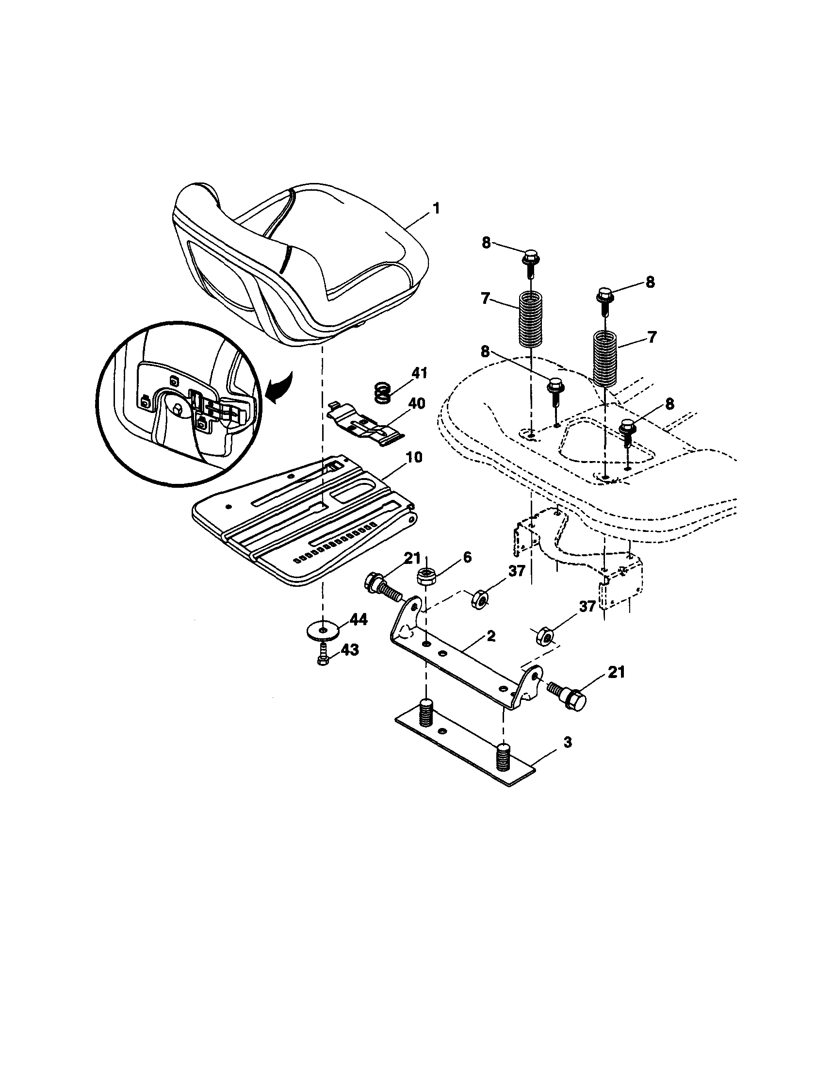 Ariens 96046001100 seat diagram