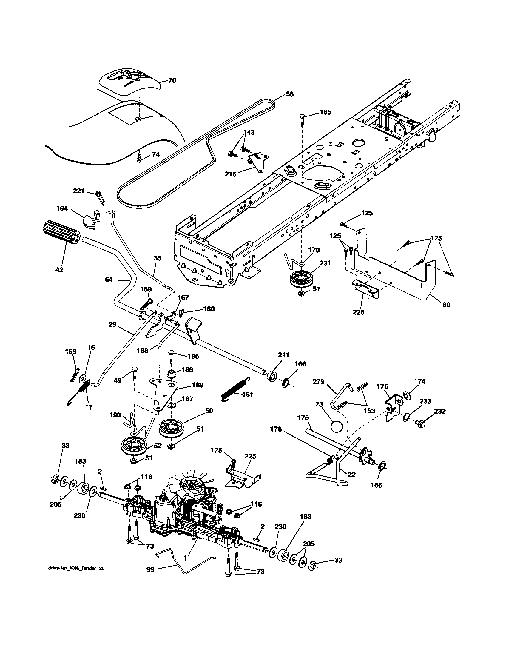Ariens A2246YT (96046001700) drive diagram