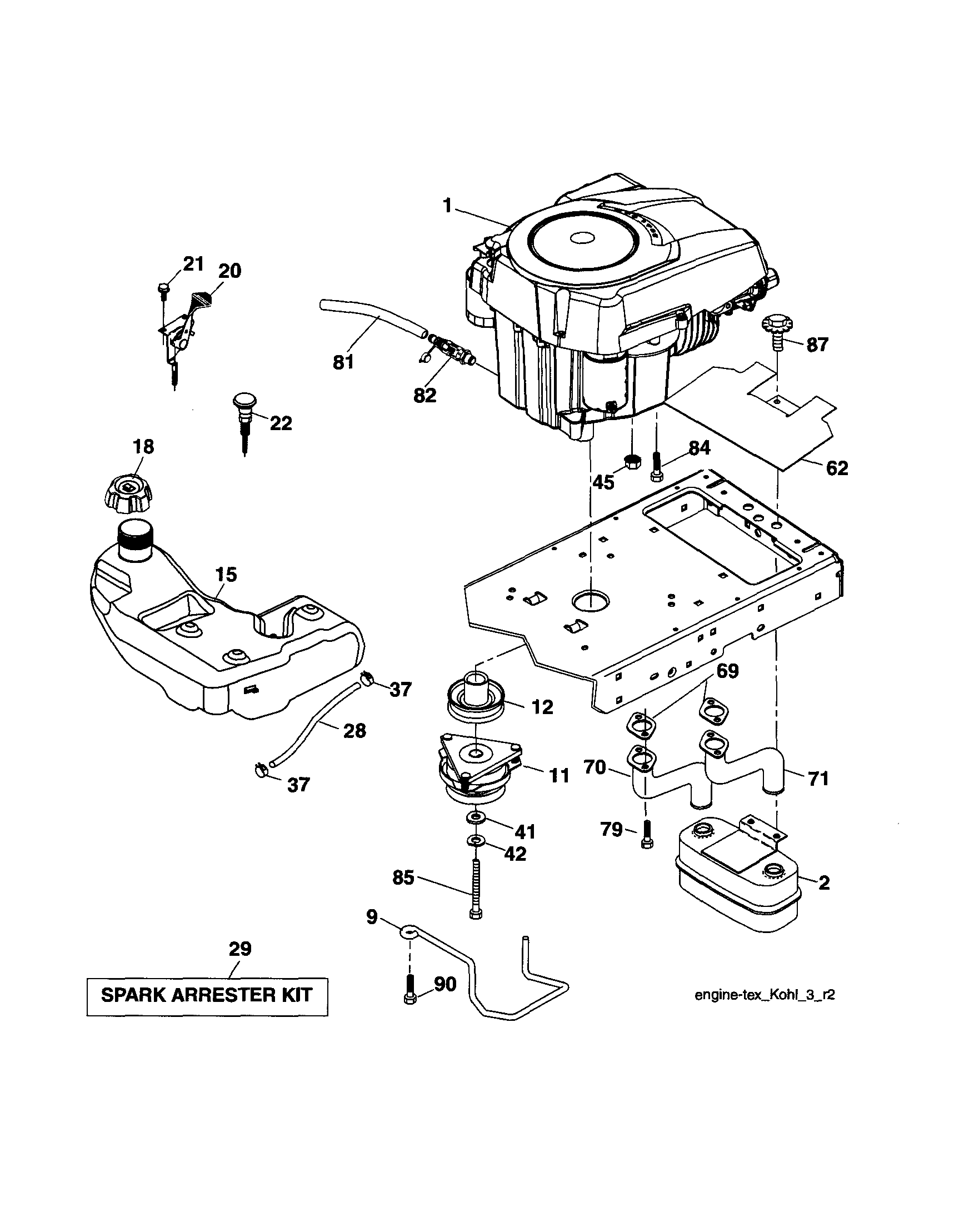 Ariens A2246YT (96046001700) engine diagram