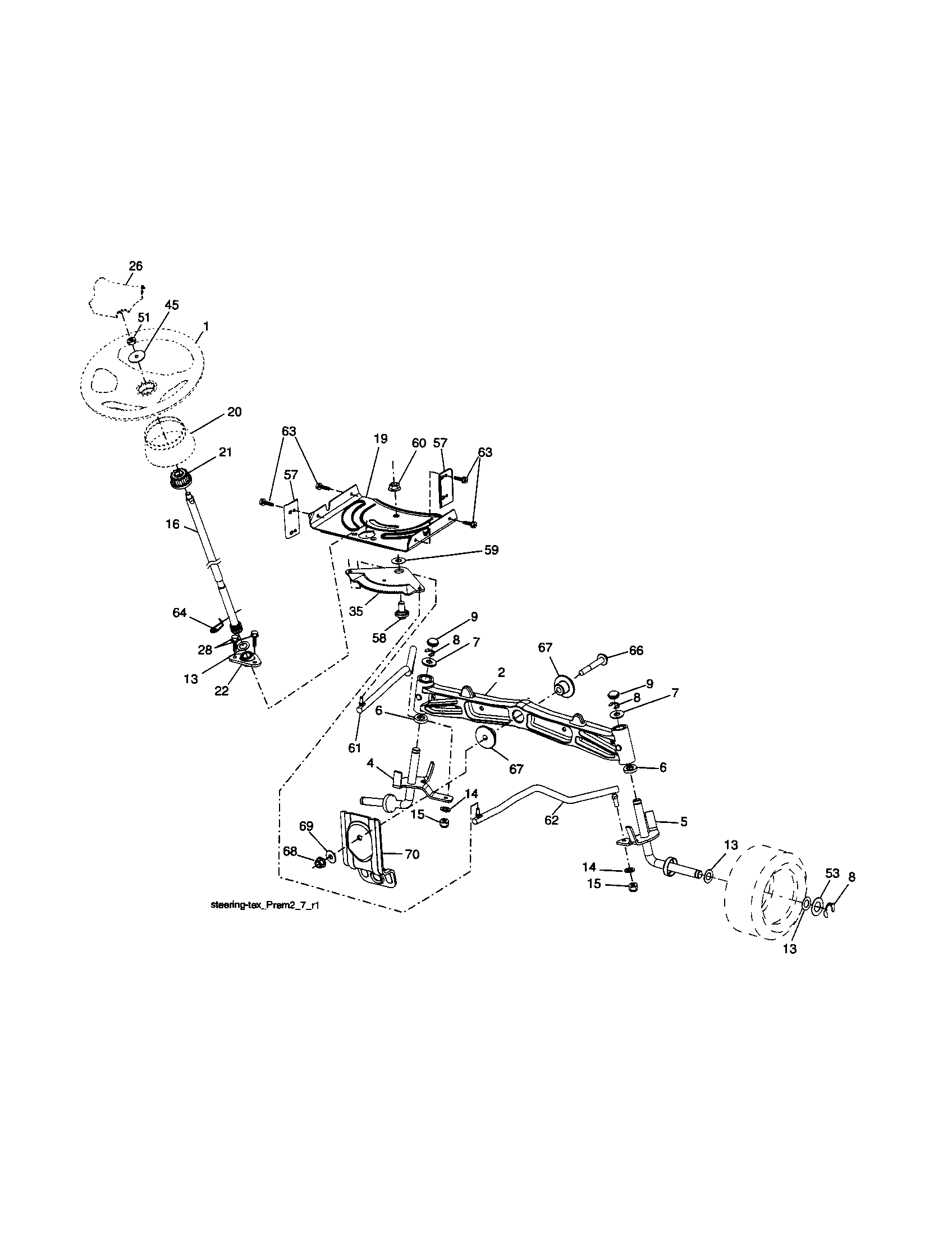 Ariens A2246YT (96046001700) steering diagram