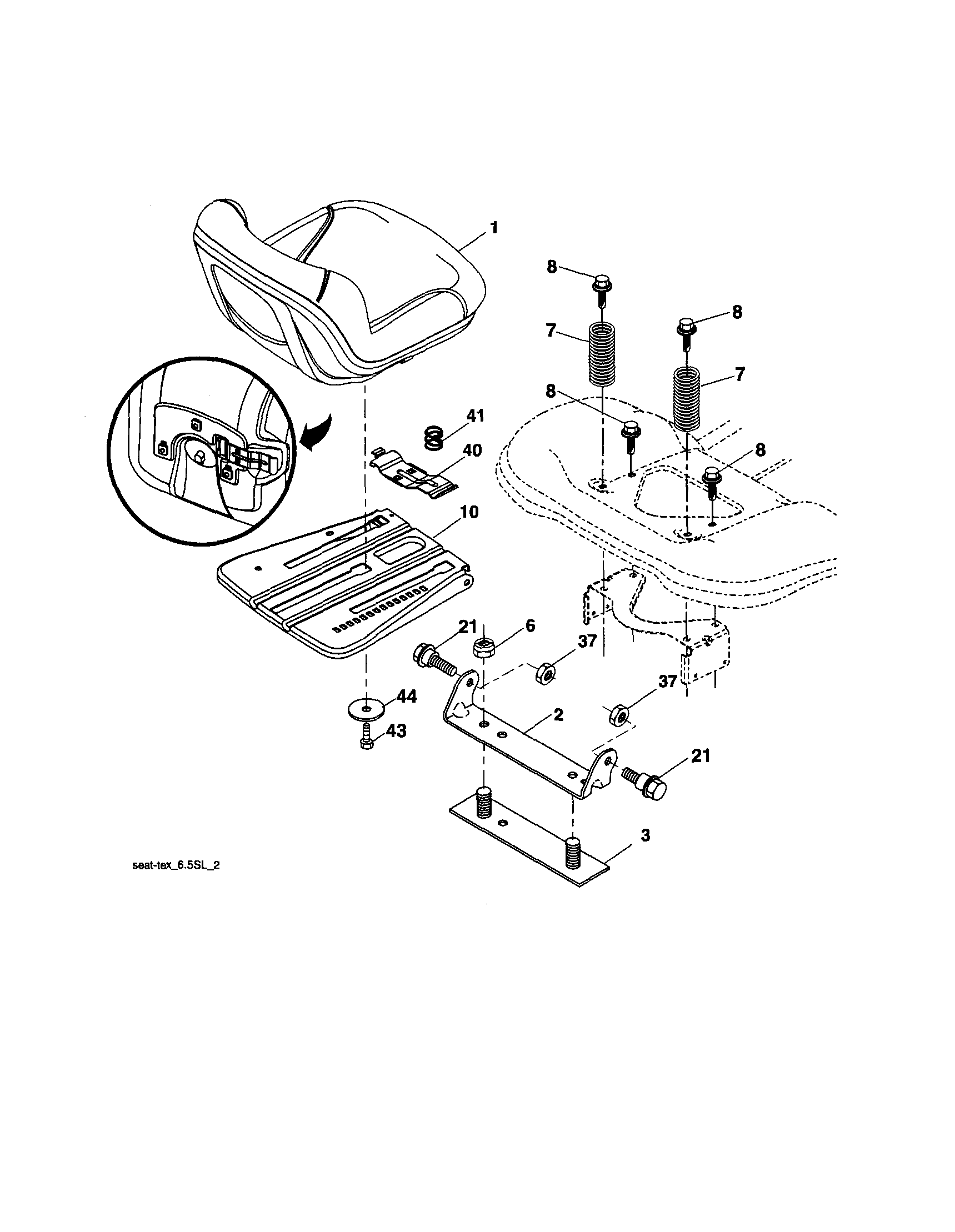 Ariens A2246YT (96046001700) seat diagram