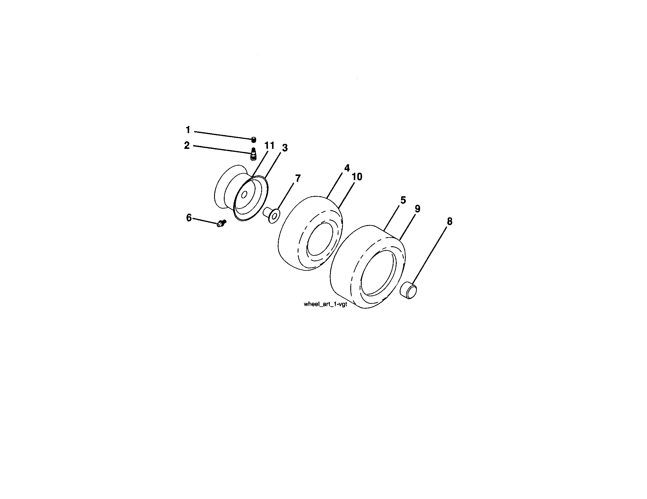 Ariens A2246YT (96046001700) wheels and tires diagram