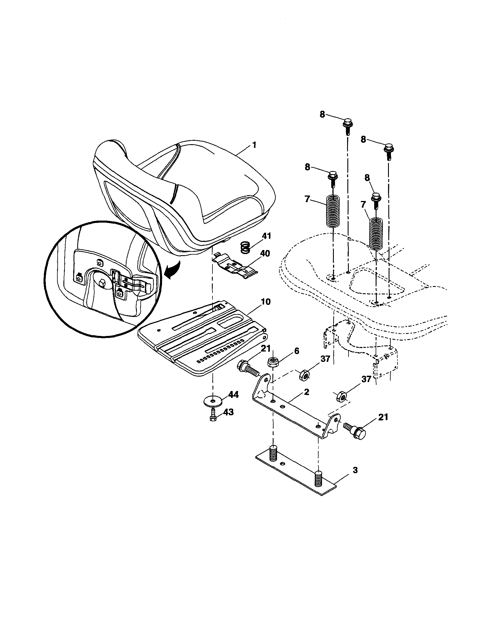 Ariens A23BH46 seat diagram