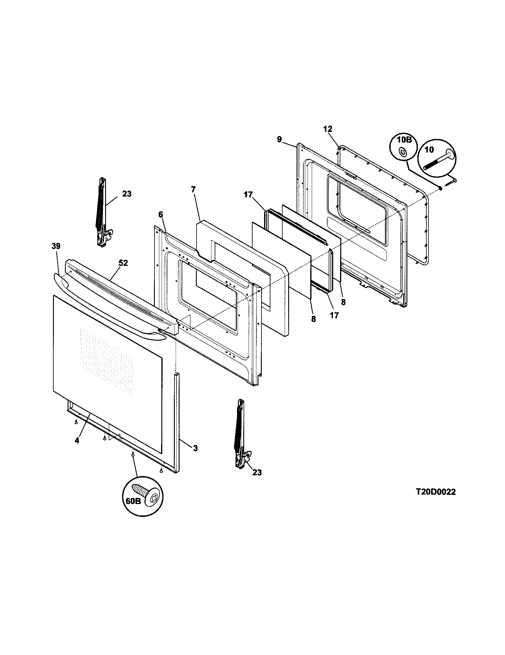 Frigidaire FEF364DWE door diagram