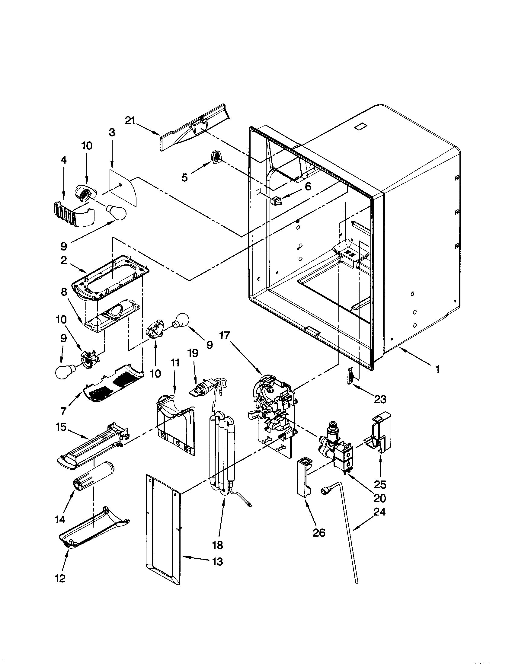 Dacor EF36IWFSSS0 refrigerator liner diagram