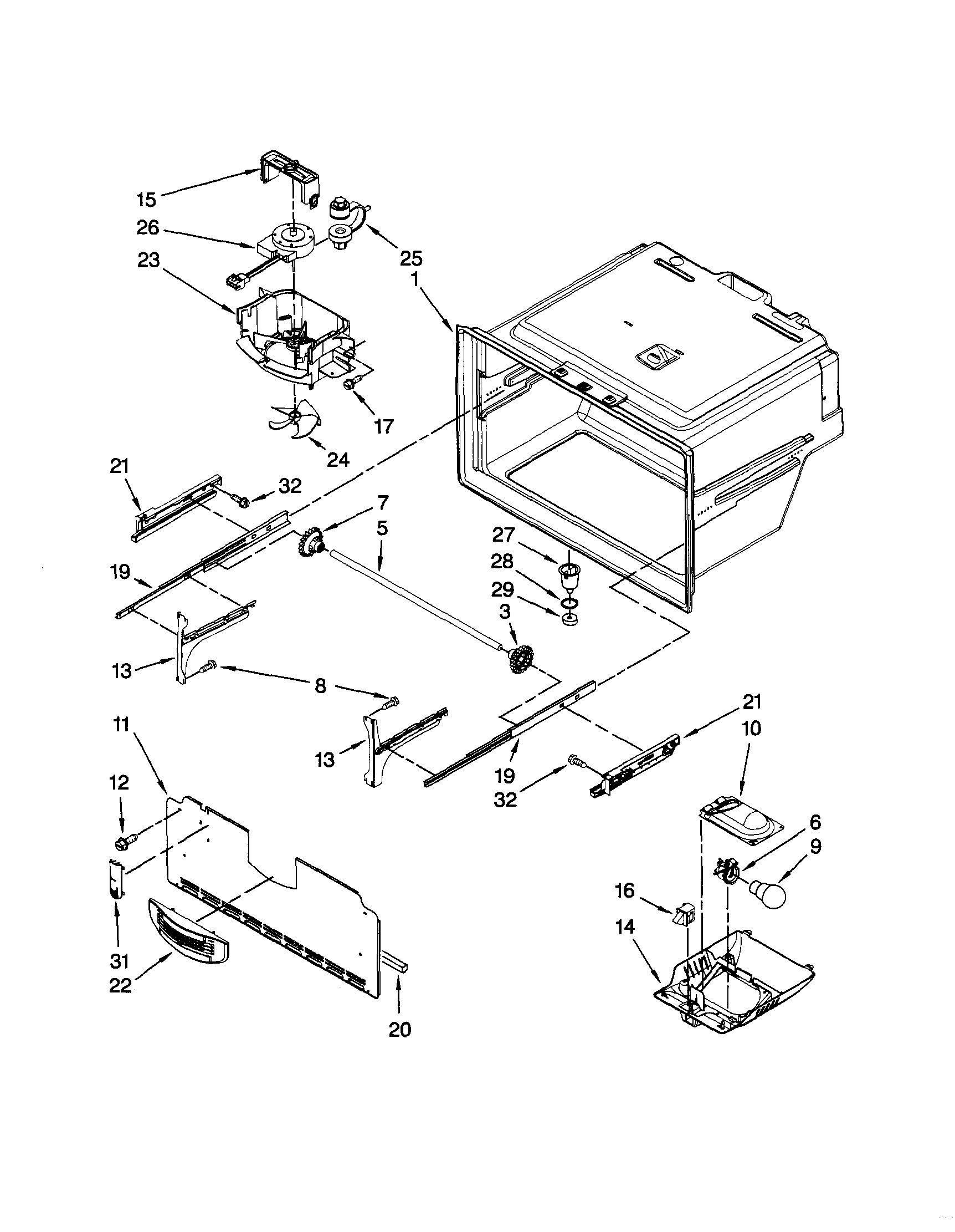 Dacor EF36IWFSSS0 freezer liner diagram