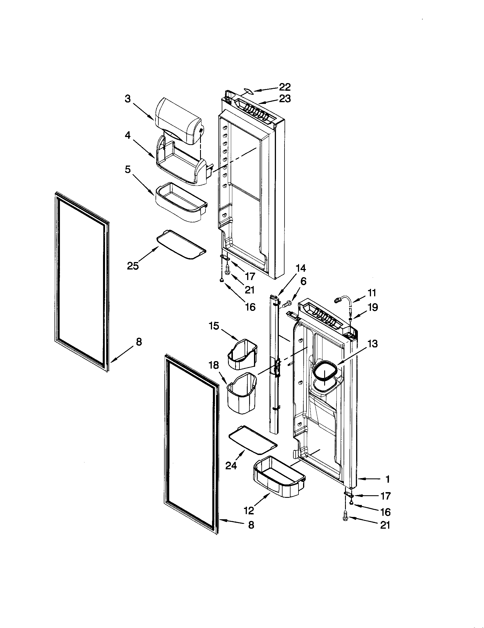 Dacor EF36IWFSSS0 refrigerator door diagram