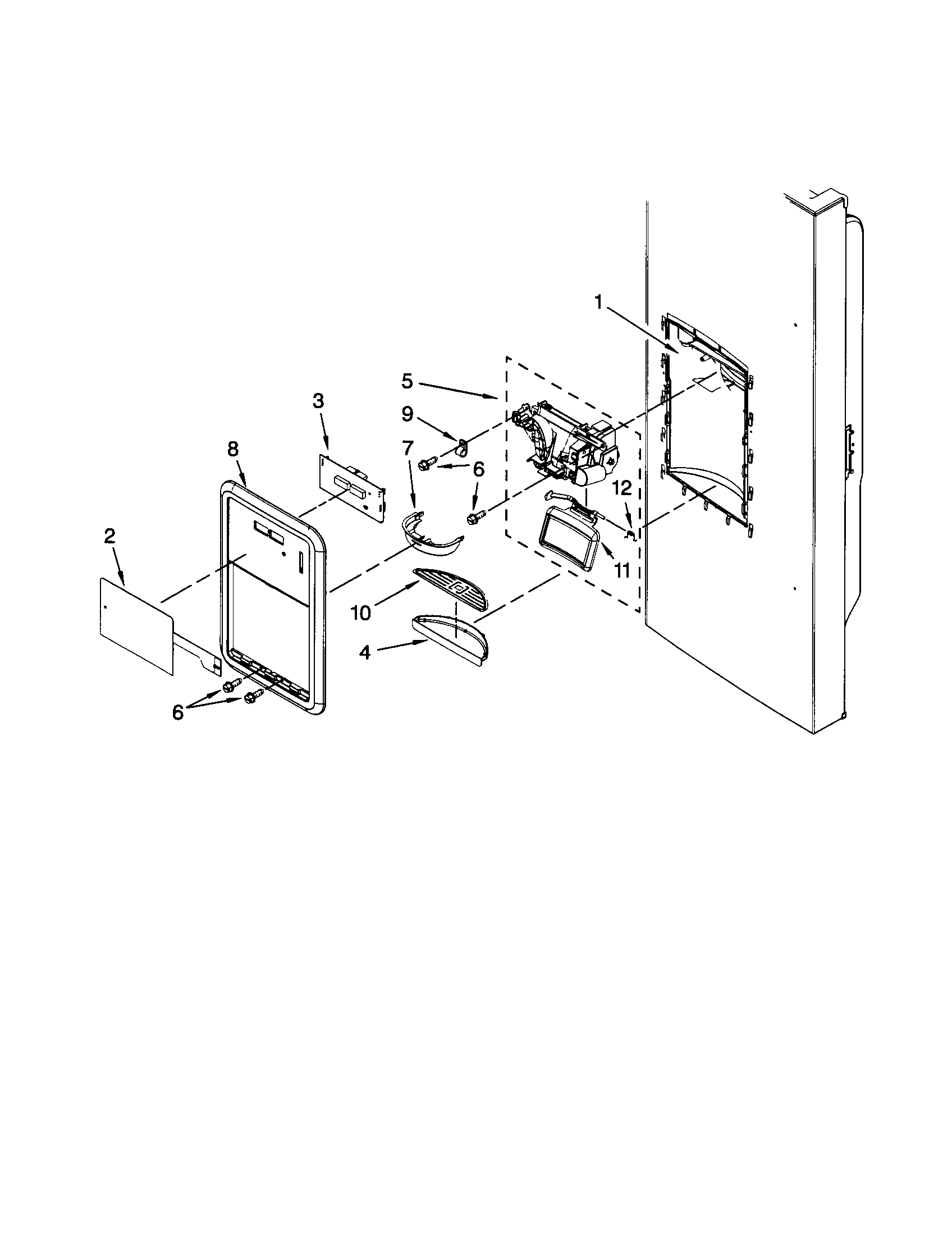 Dacor EF36IWFSSS0 dispenser front diagram