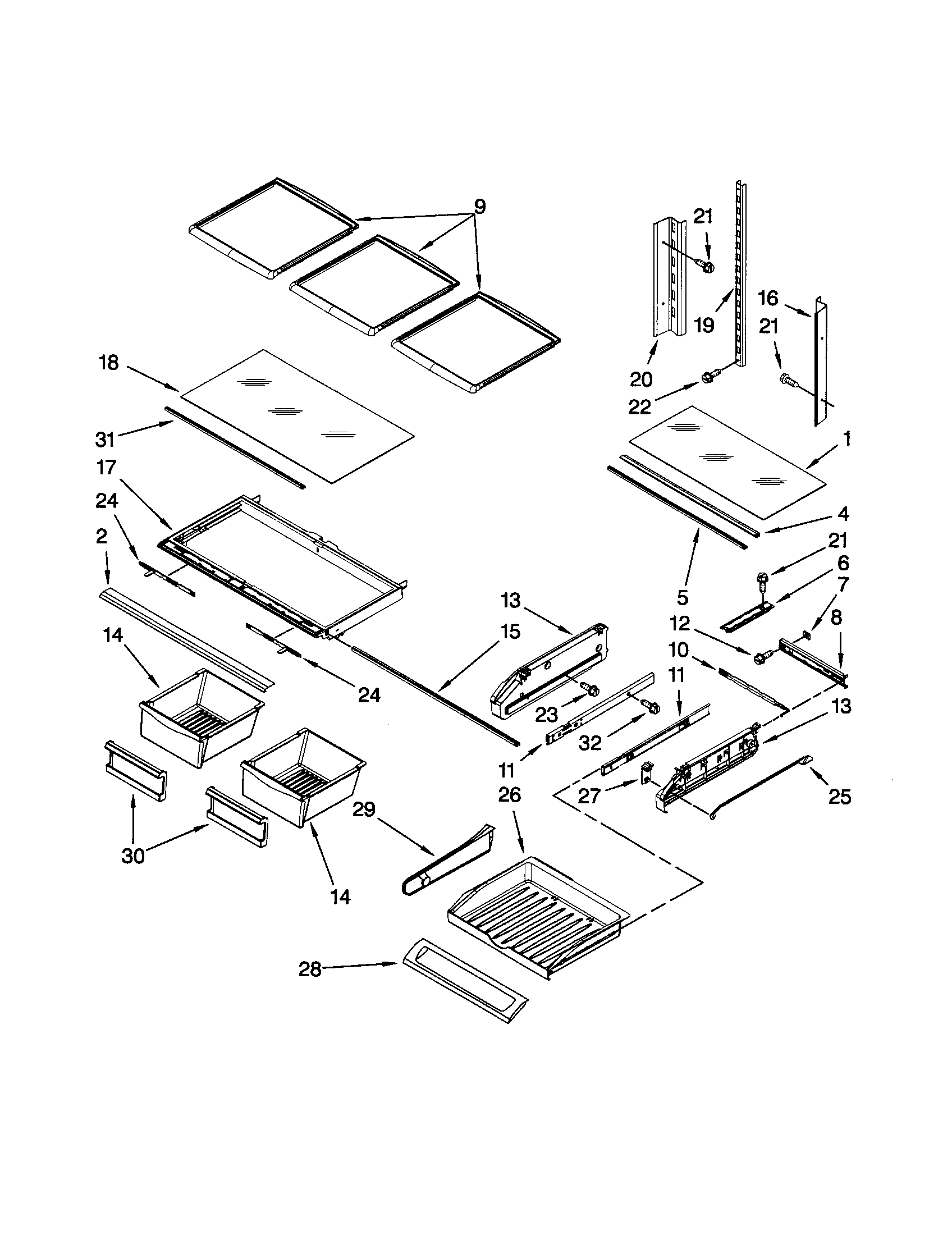 Dacor EF36IWFSSS2 shelf diagram