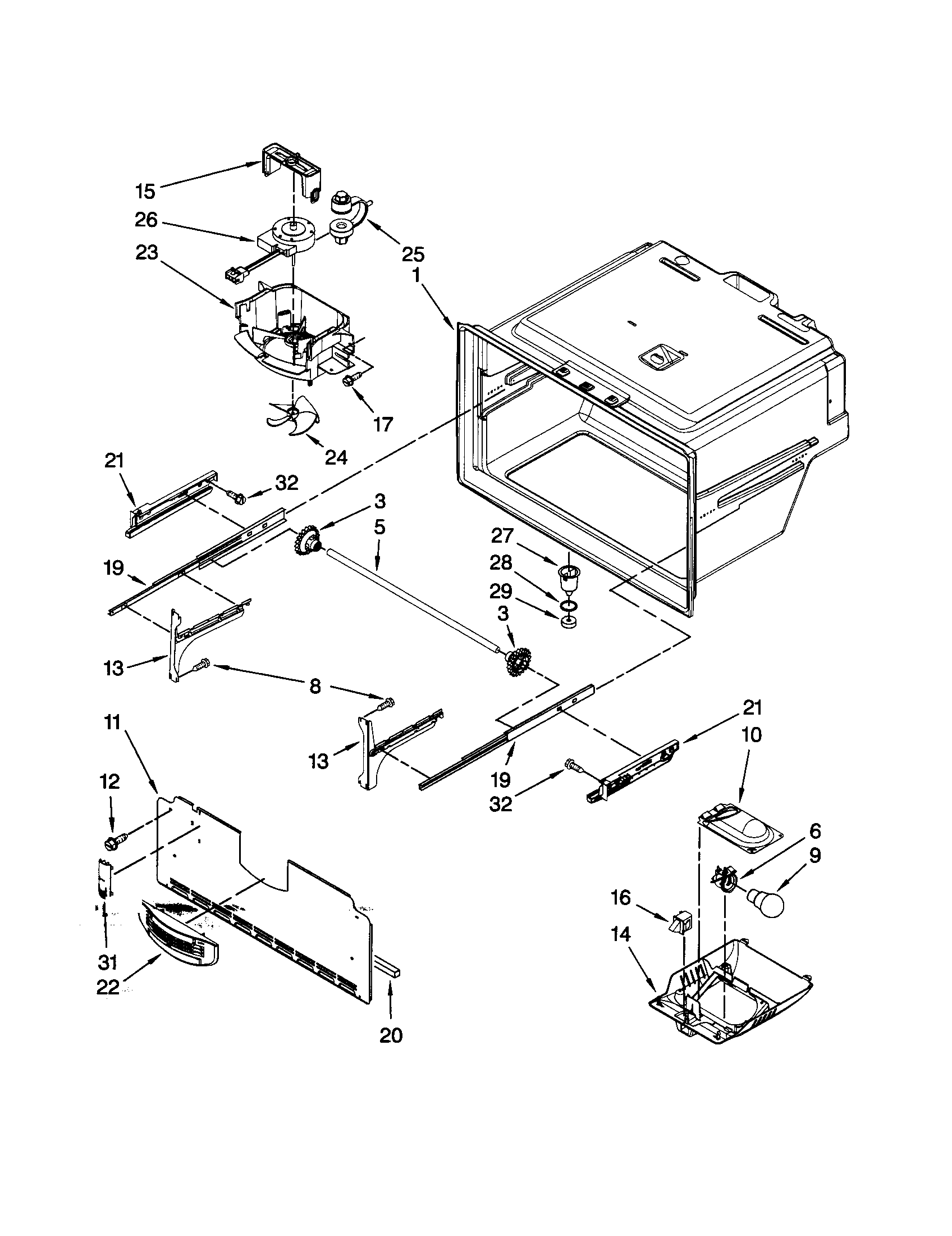Dacor EF36IWFSSS2 freezer liner diagram