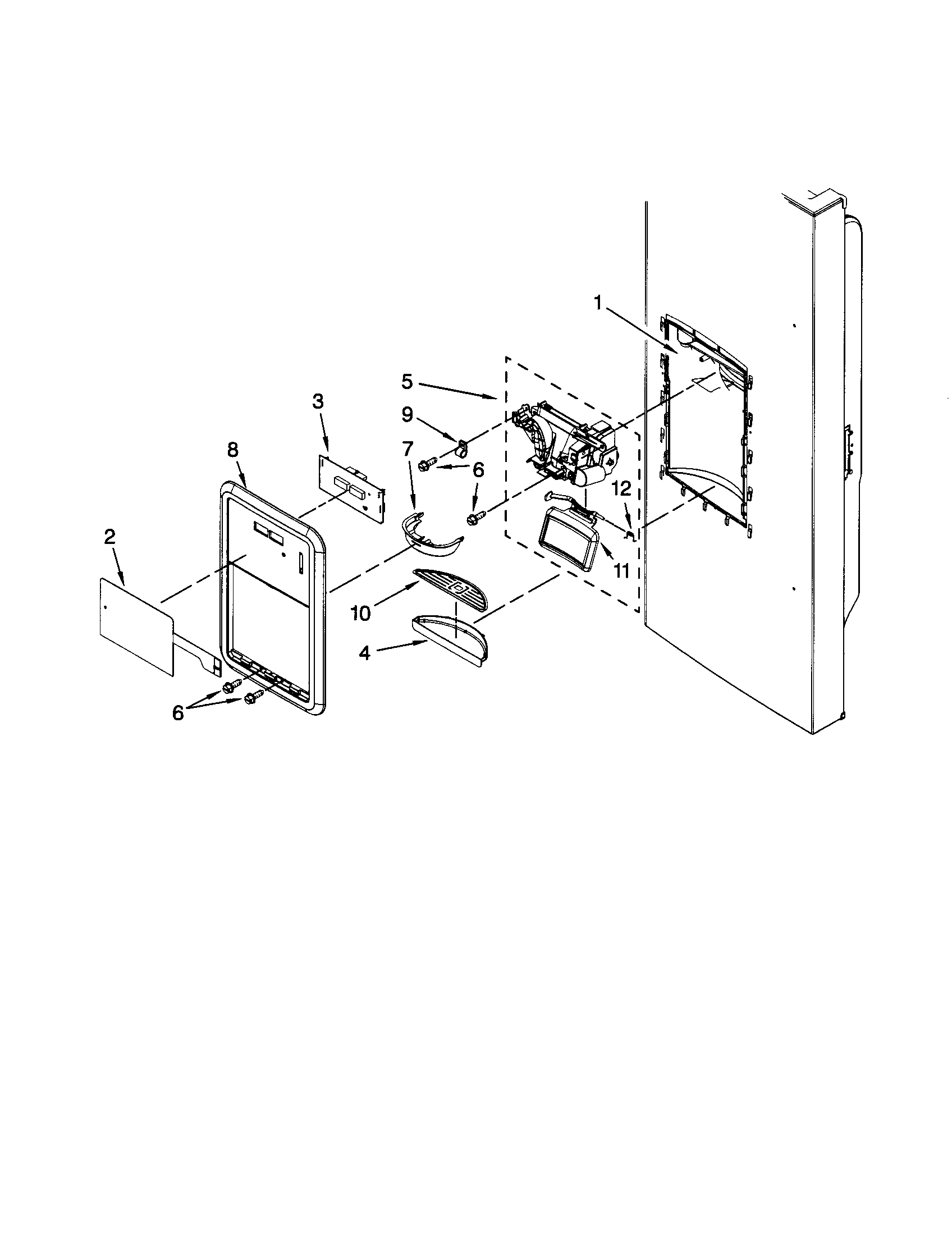 Dacor EF36IWFSSS2 dispenser front diagram
