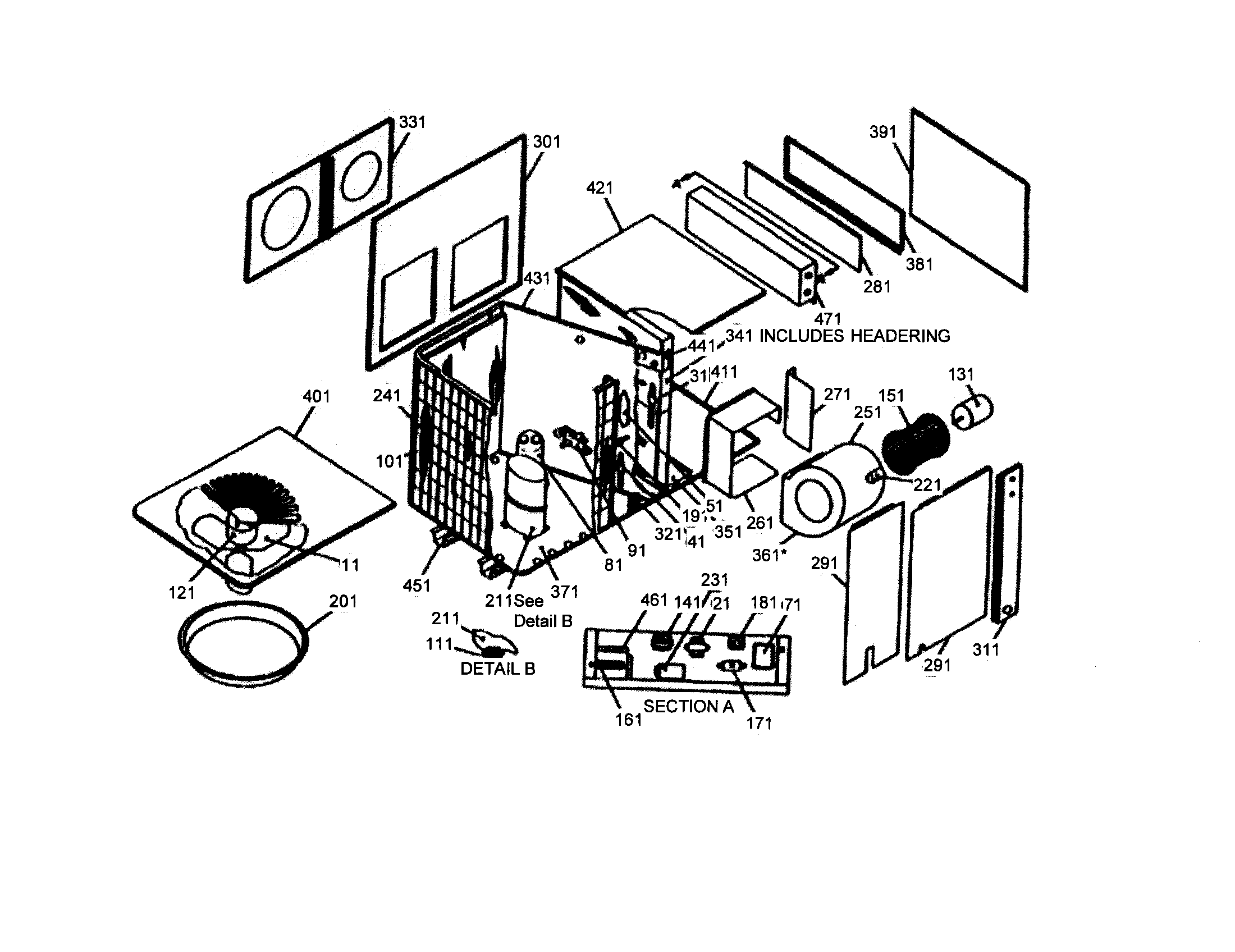 Goodman PH036-3A coils & compressors diagram