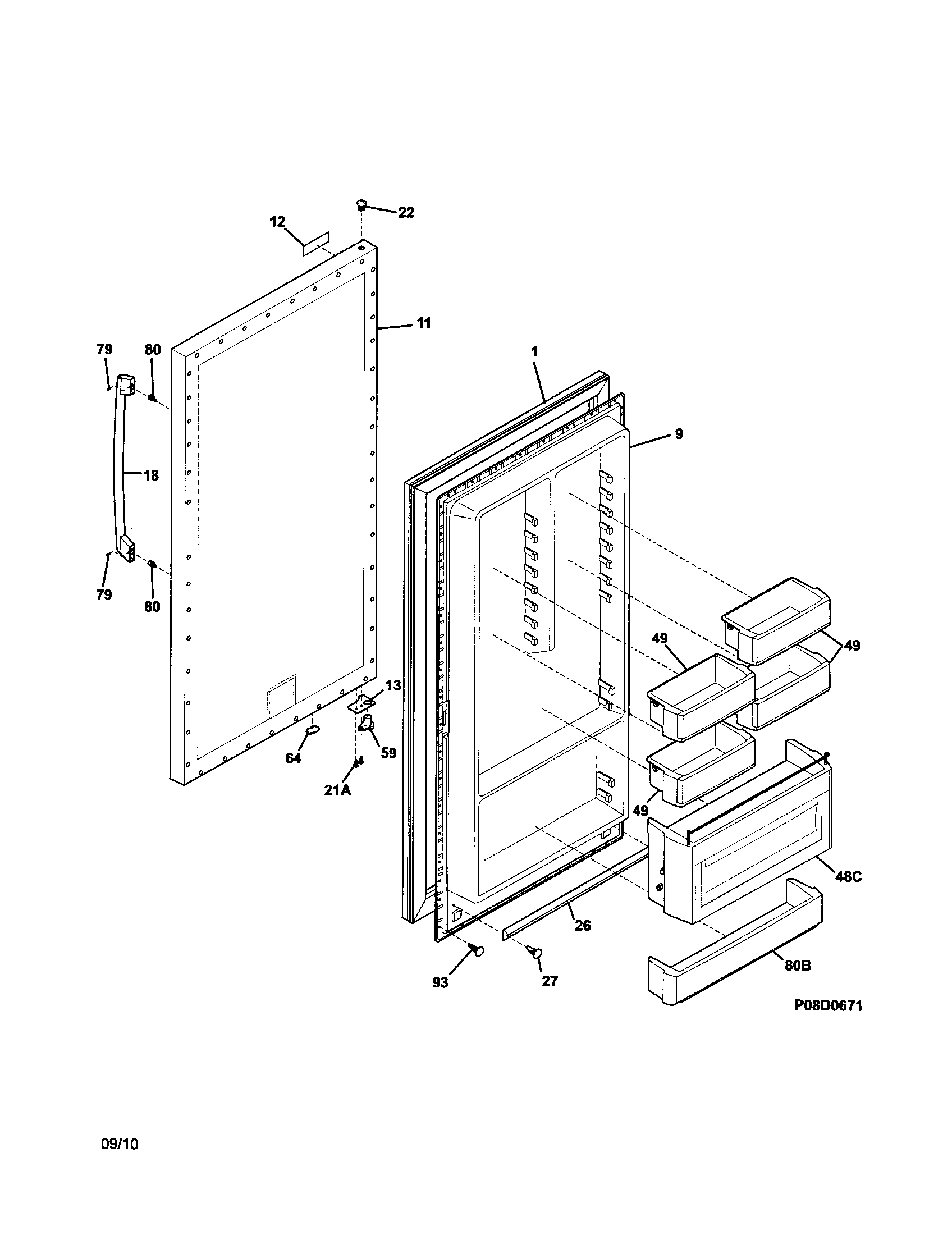 Electrolux EI32AF65JS0 door diagram
