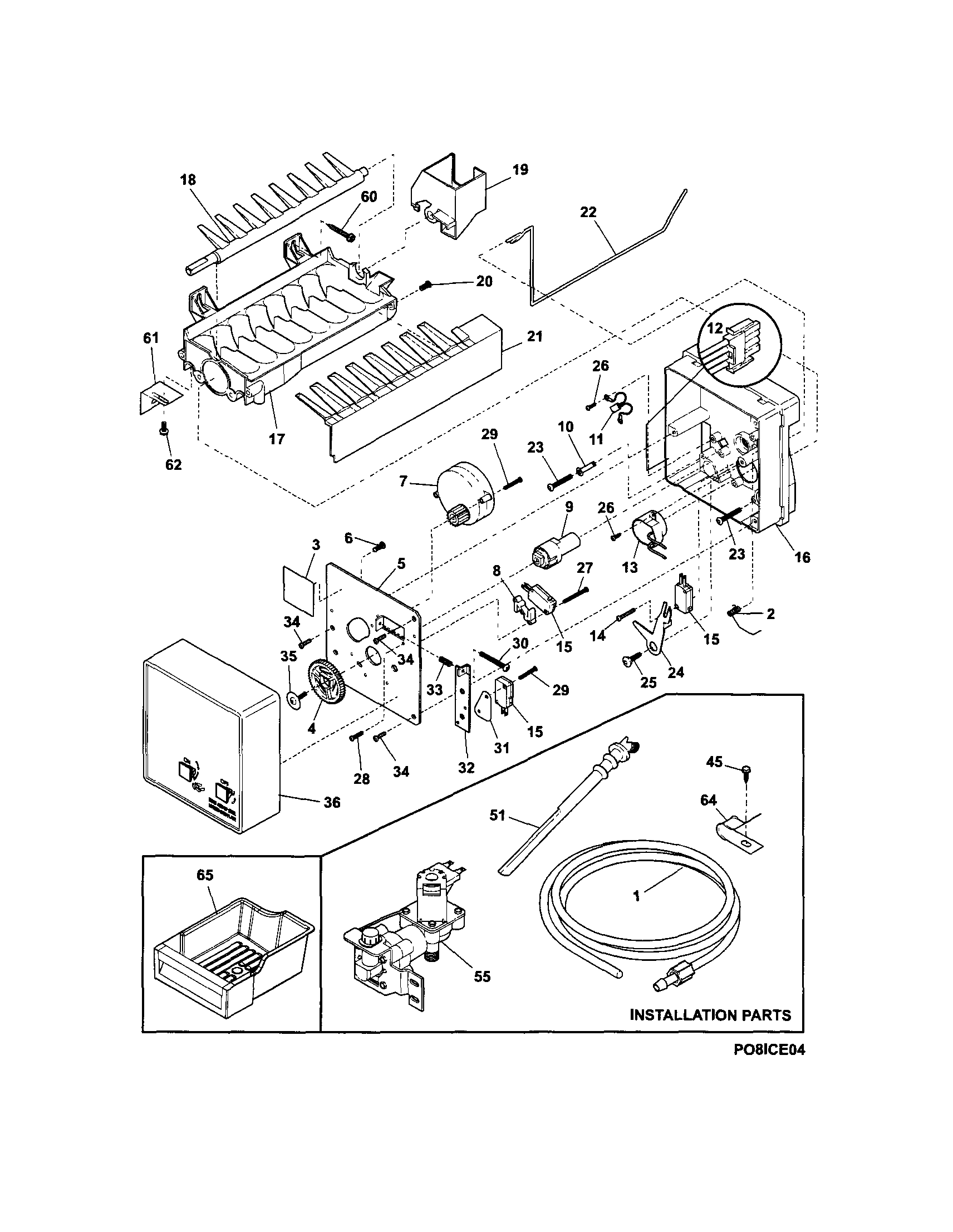 Electrolux EI32AF65JS0 ice maker diagram
