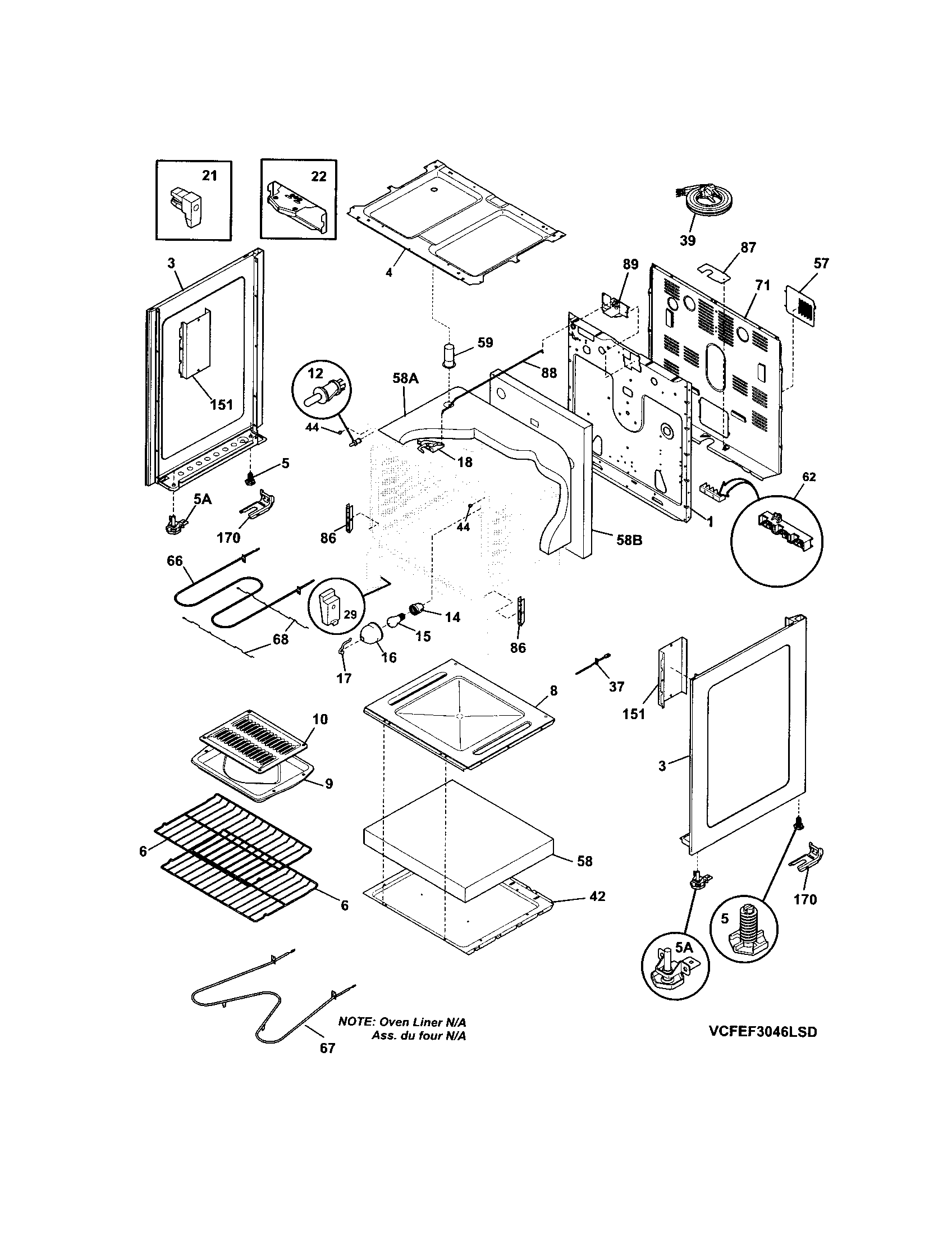 Frigidaire CFEF3046LSD body diagram