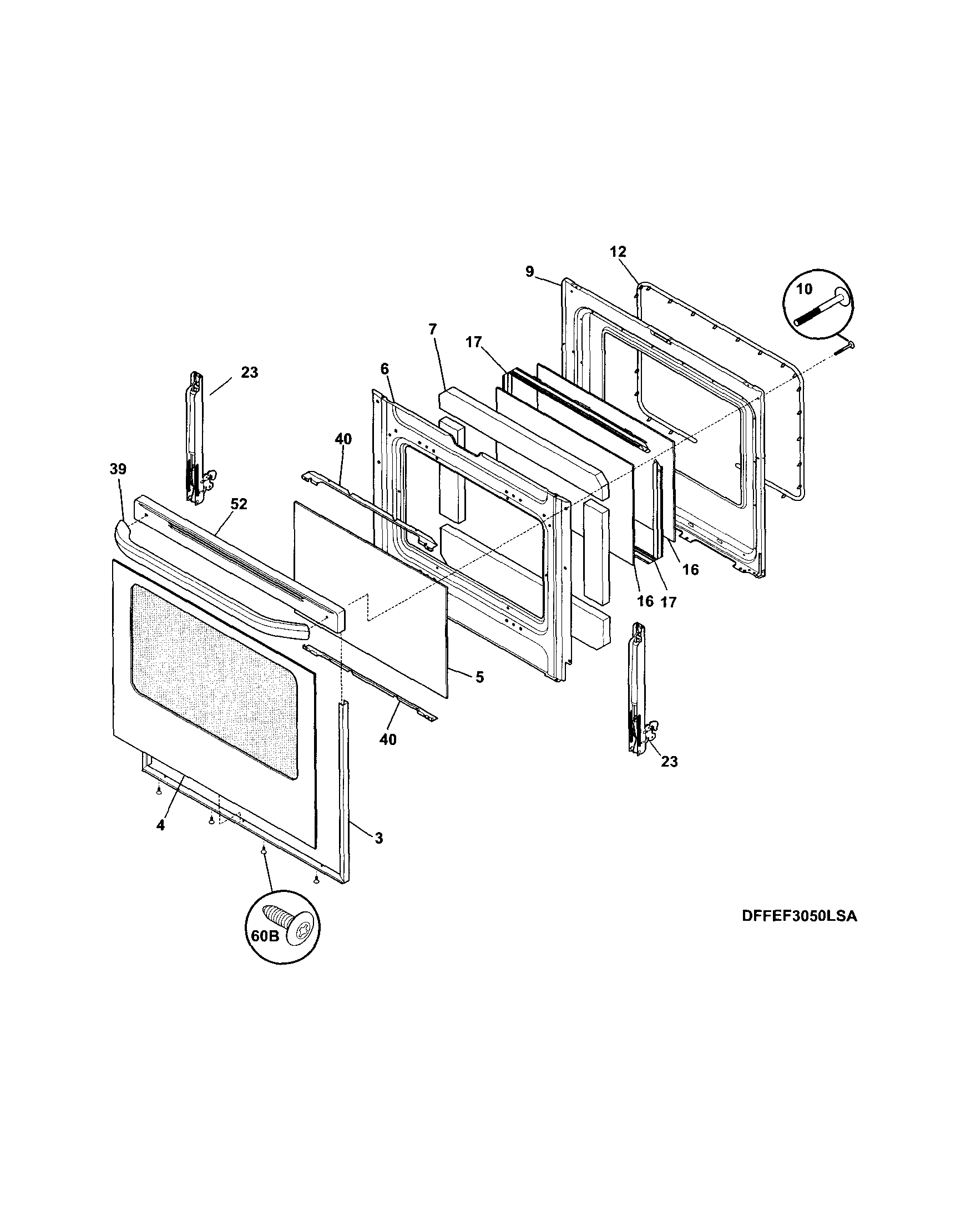 Frigidaire CFEF3046LSD door diagram