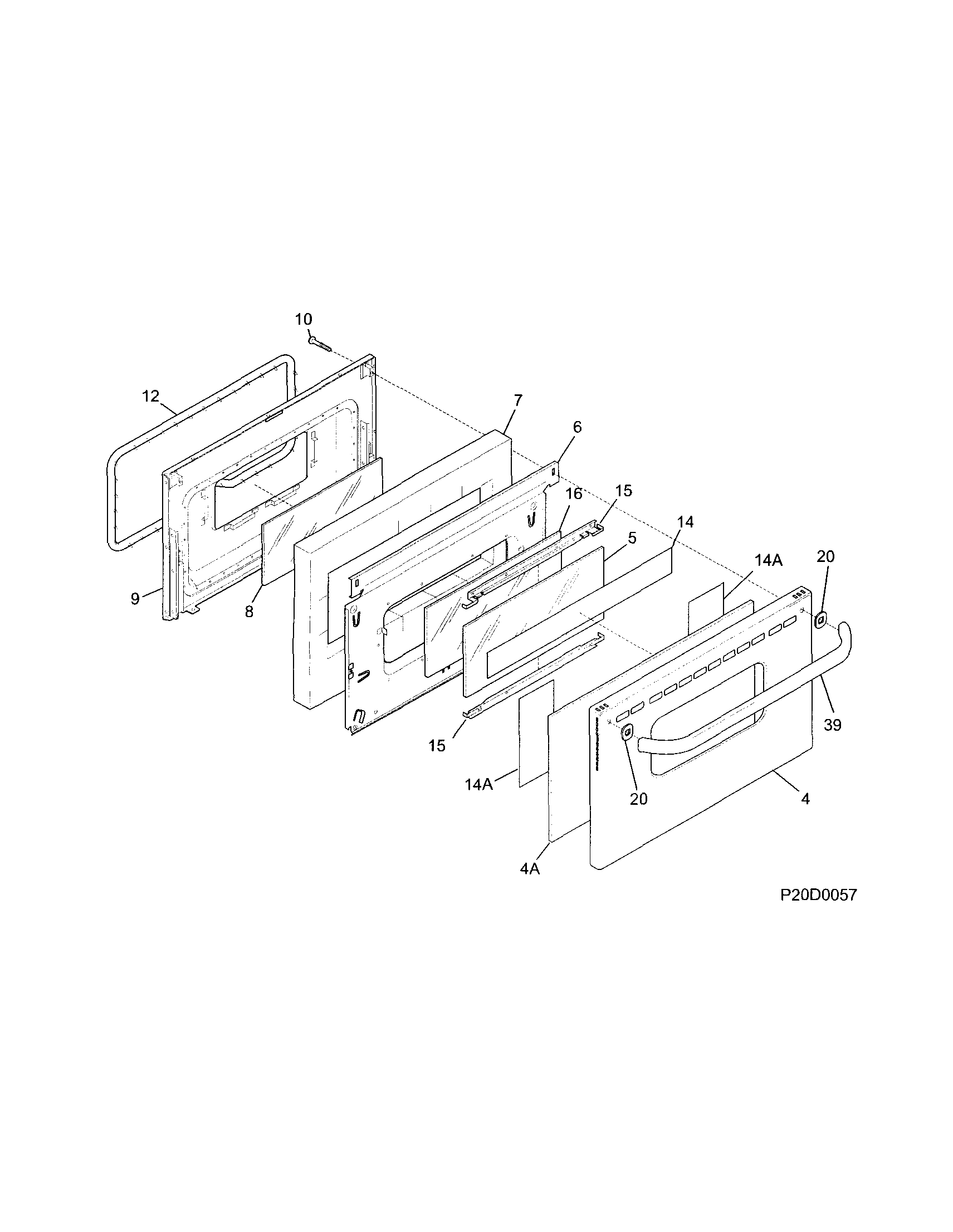 Frigidaire FEF387WJCB door diagram