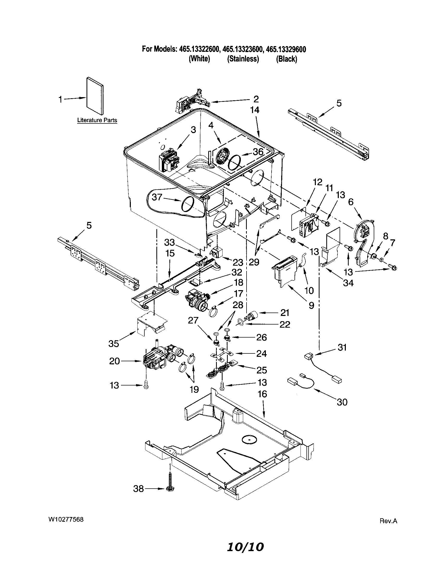 Kenmore Elite 46513329600 tub diagram