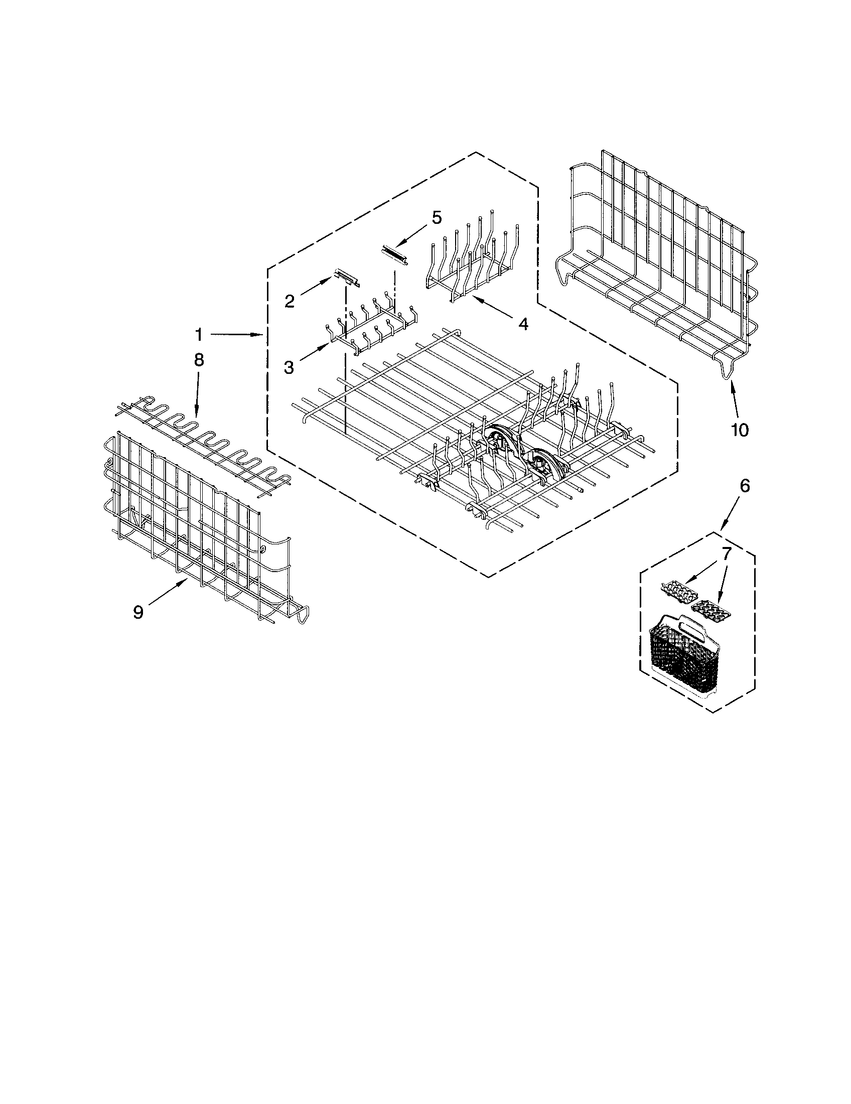 Kenmore Elite 46513329600 upper & lower dishrack diagram