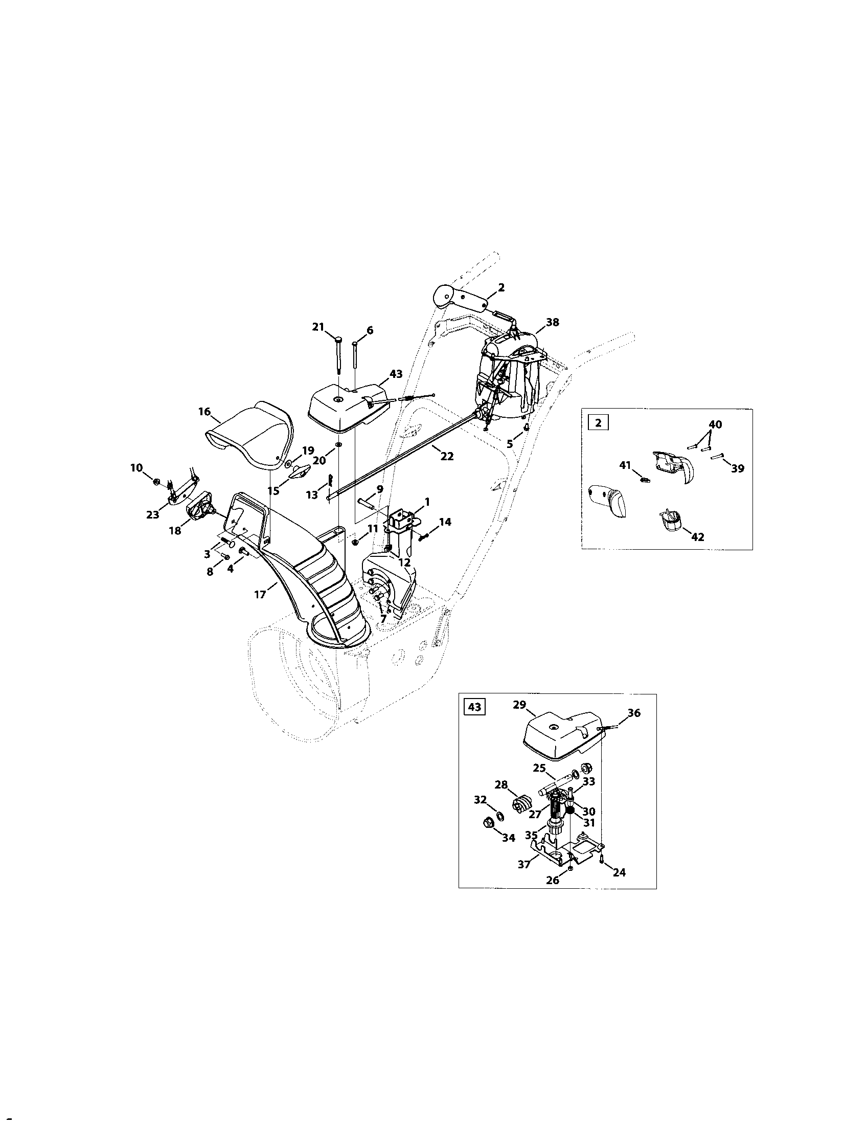 MTD 31AH64EG795 2-way/4-way extended chute diagram
