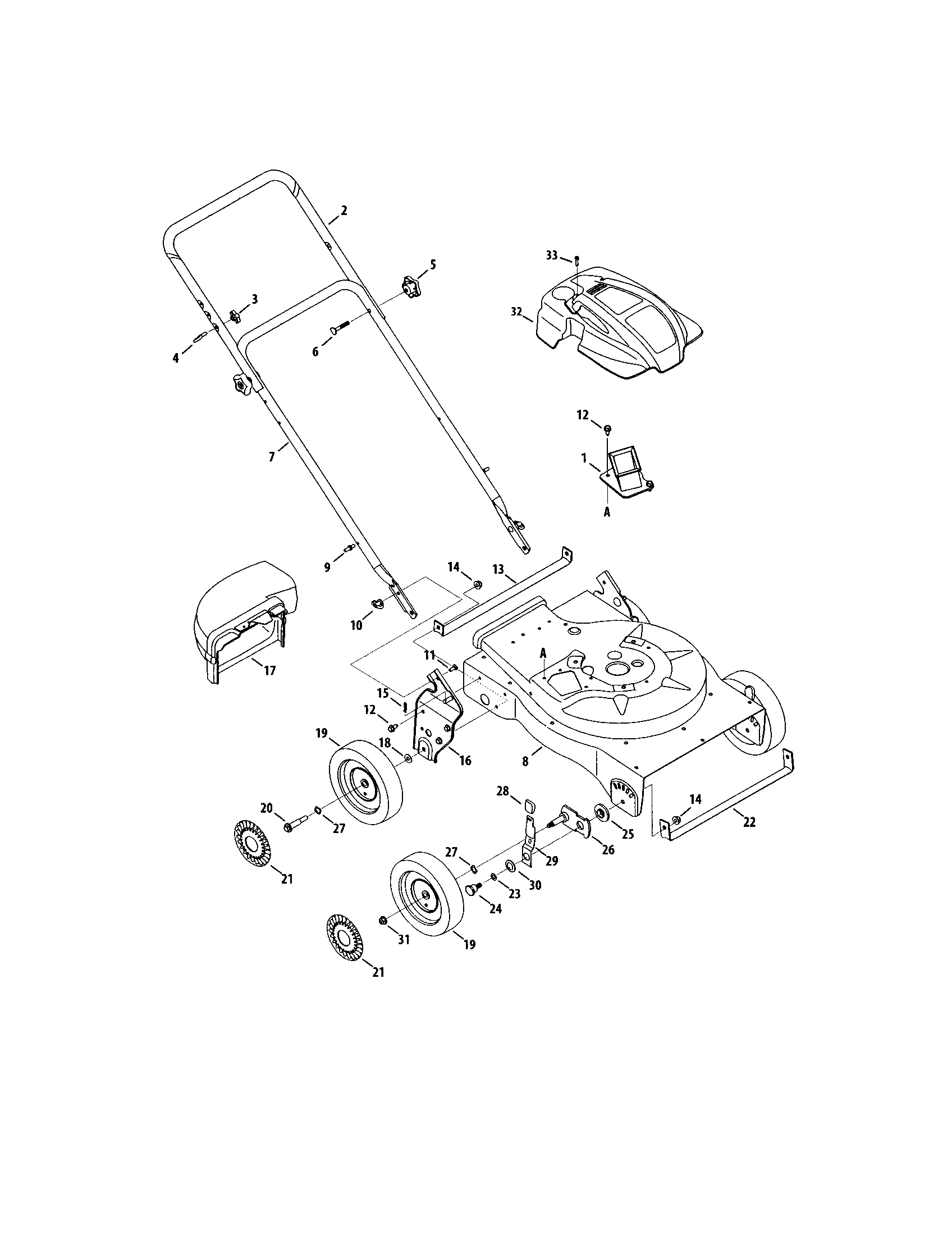 Craftsman 24777243 handle/housing/wheels diagram