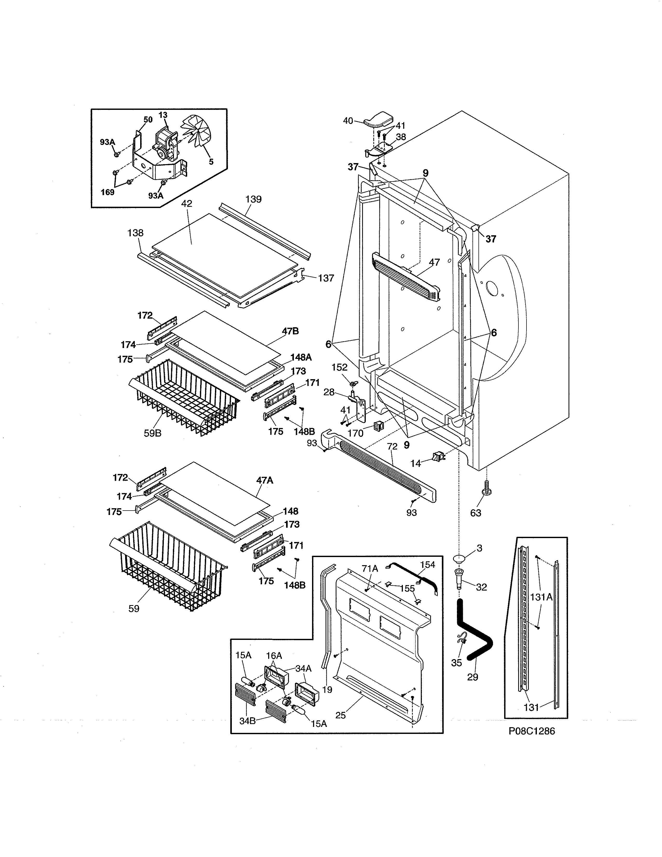 Frigidaire FPUH19D7LF0 cabinet diagram