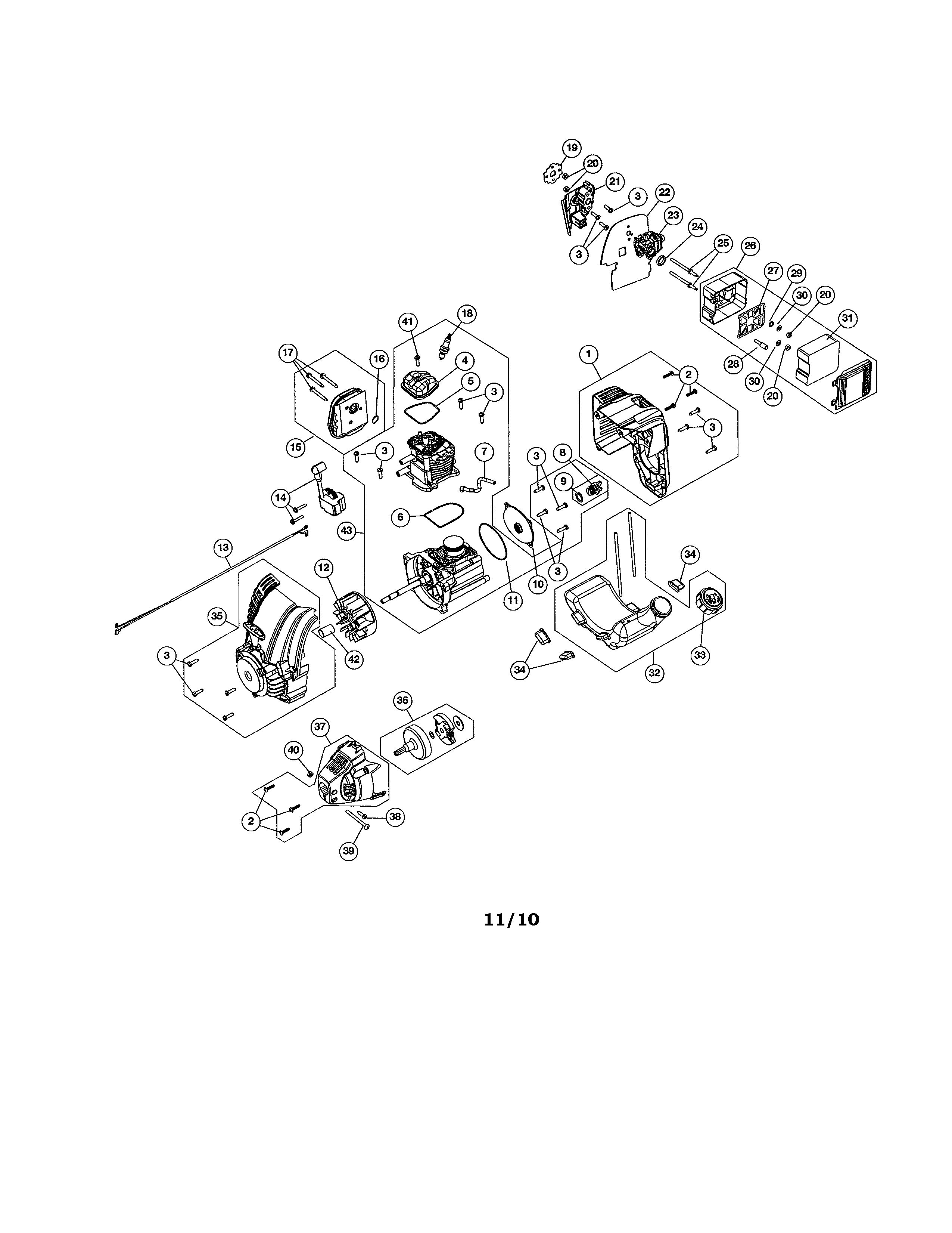 Craftsman 316299371 short block/fuel tank diagram