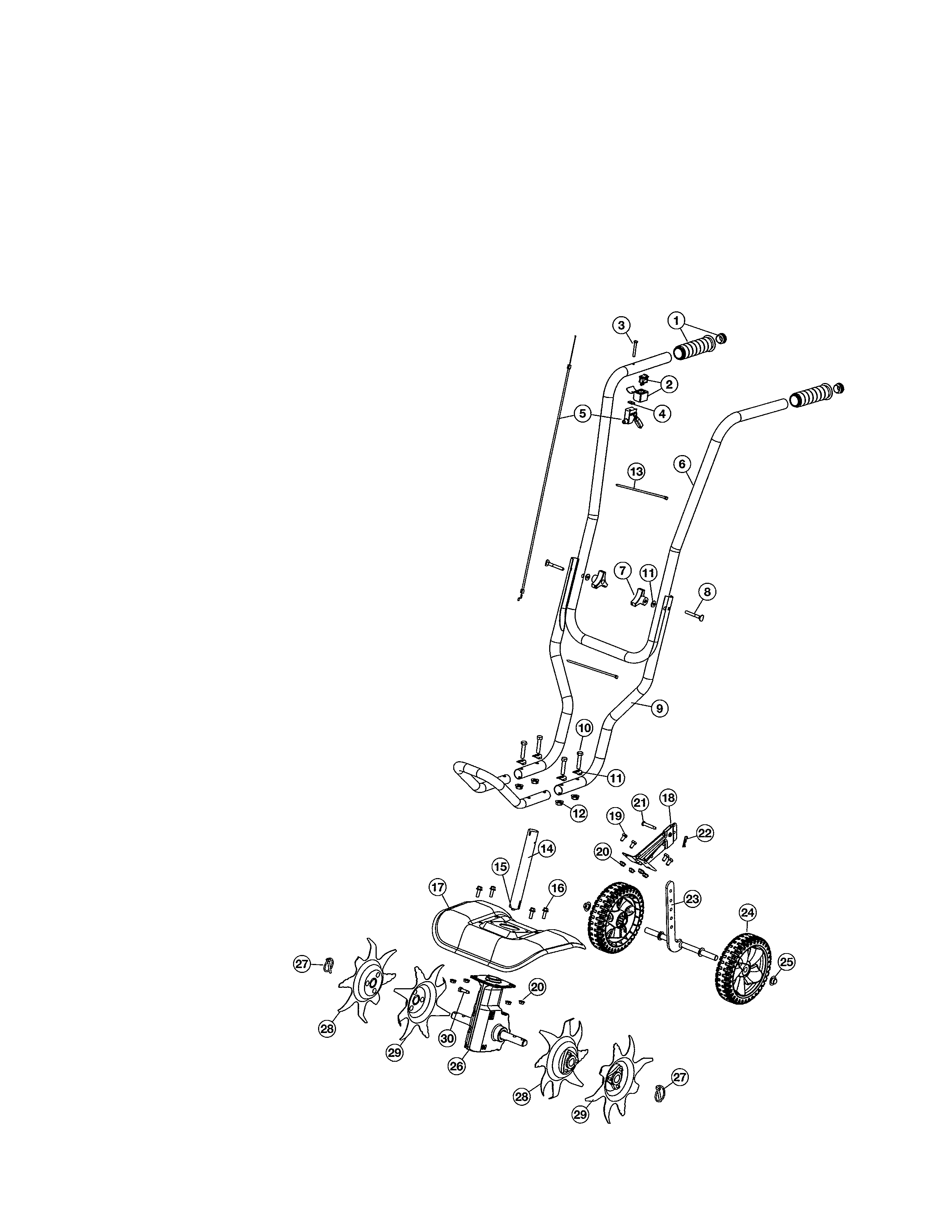 Craftsman 316299371 upper handles/tines/shield diagram