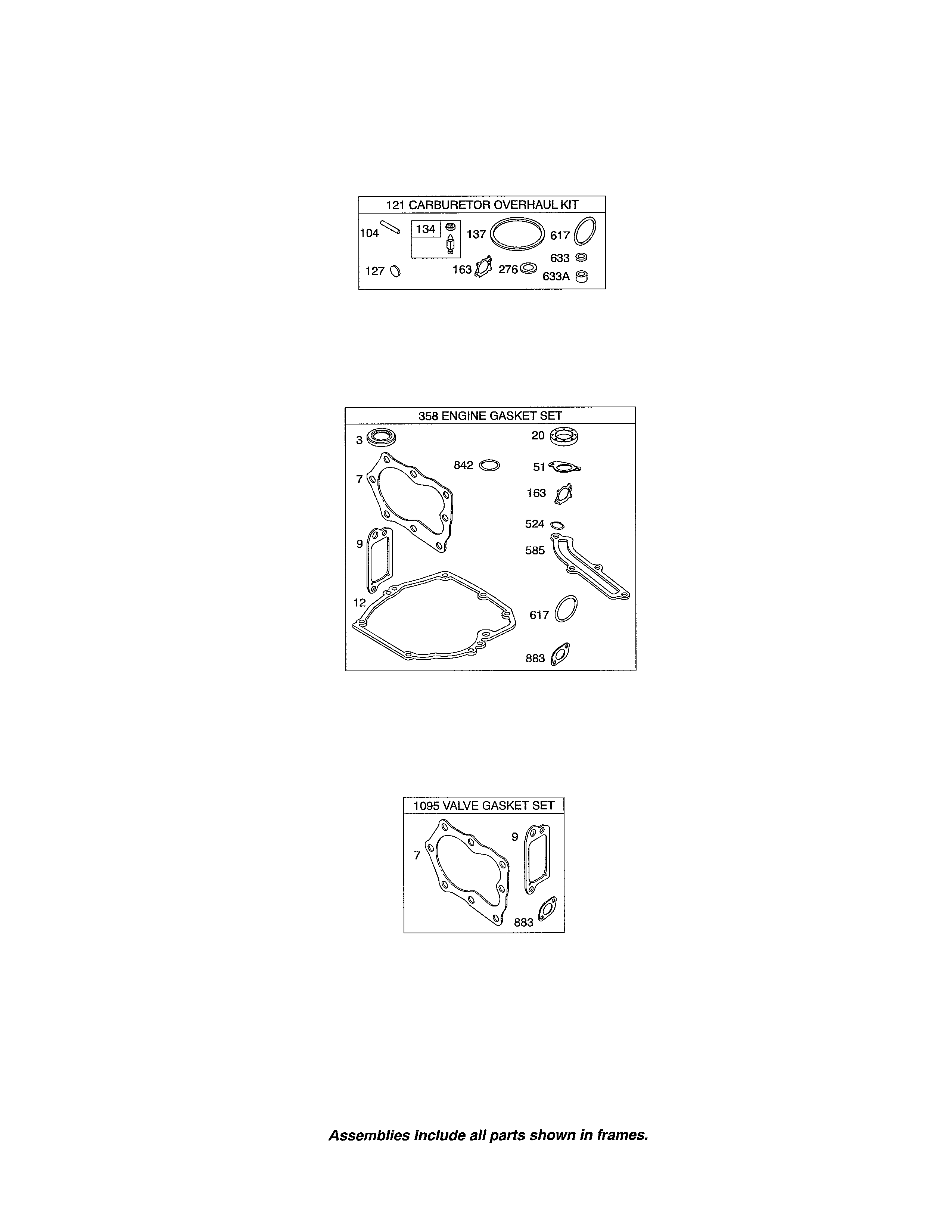 Snapper 7800707 gasket sets diagram