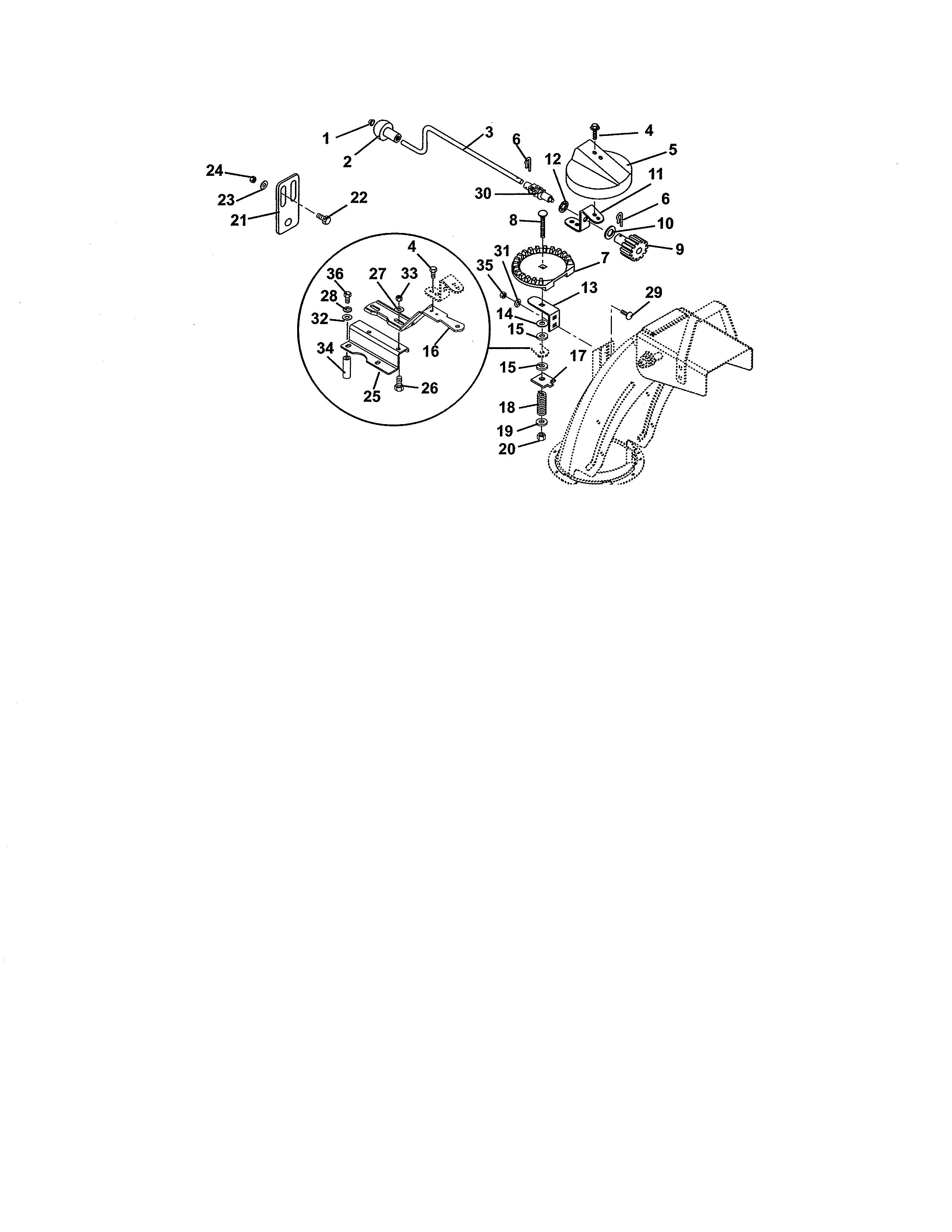 Ariens 93210400 (101-999999) discharge chute crank diagram