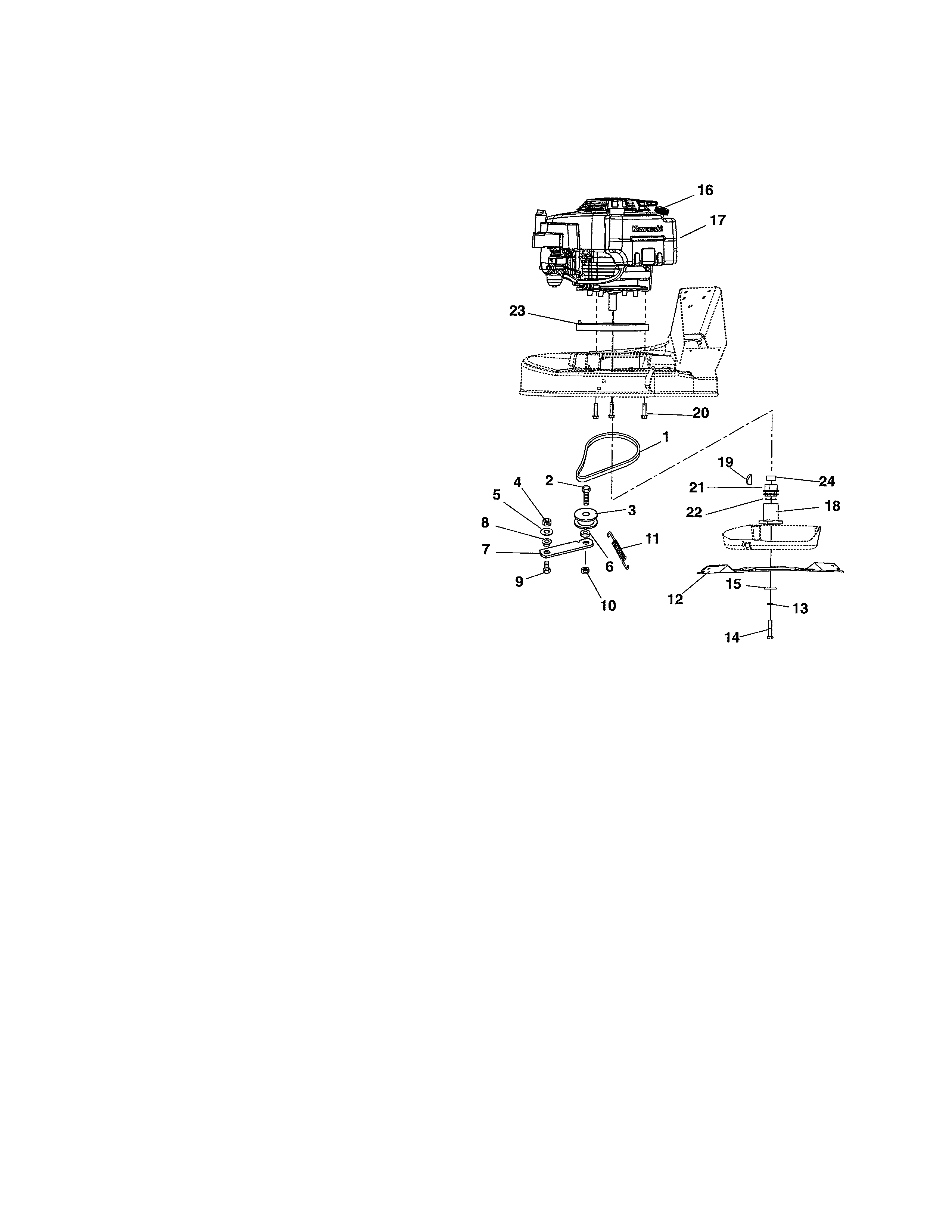 Ariens 91118300 (101-999999) engine/blade/belt diagram