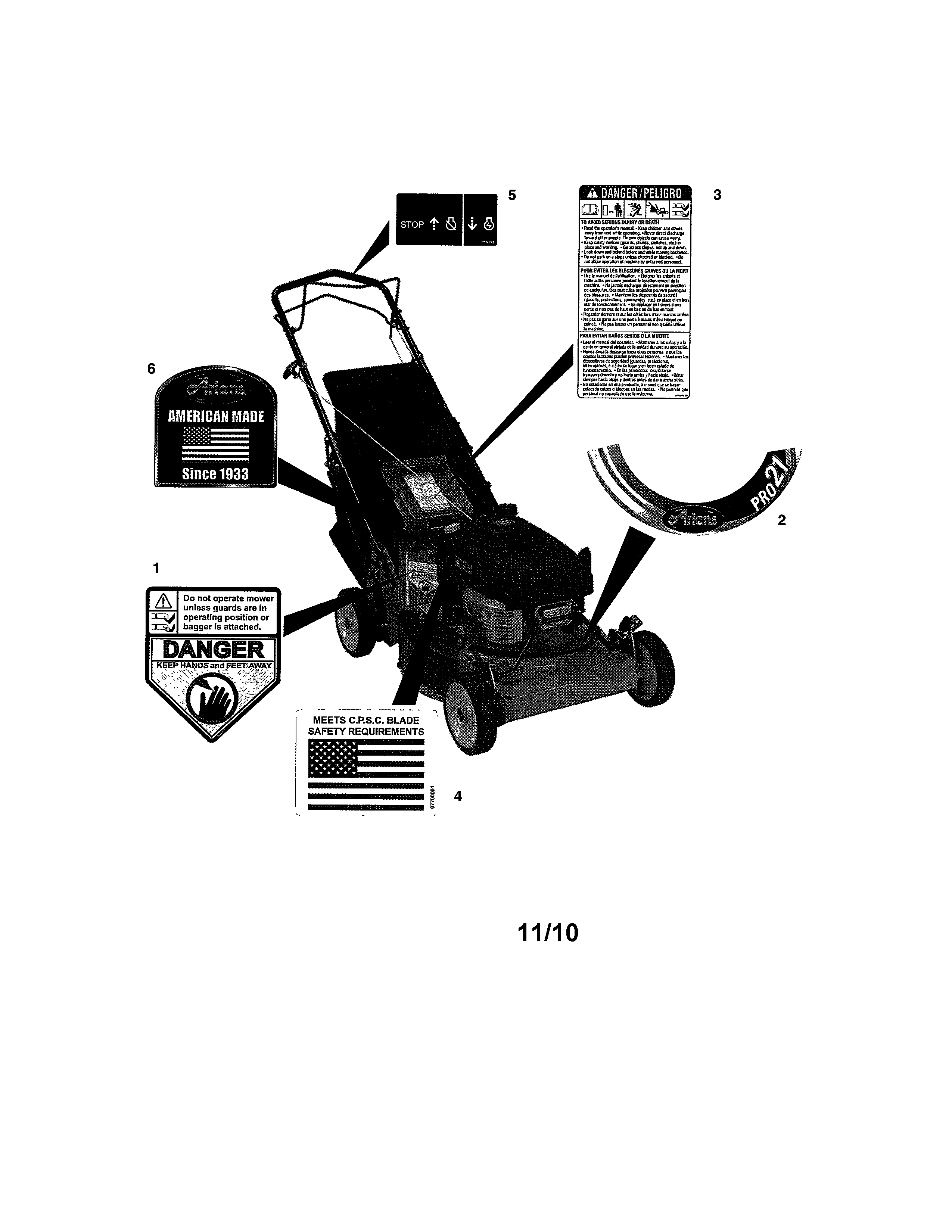 Ariens 91127100 (101-999999) decals diagram