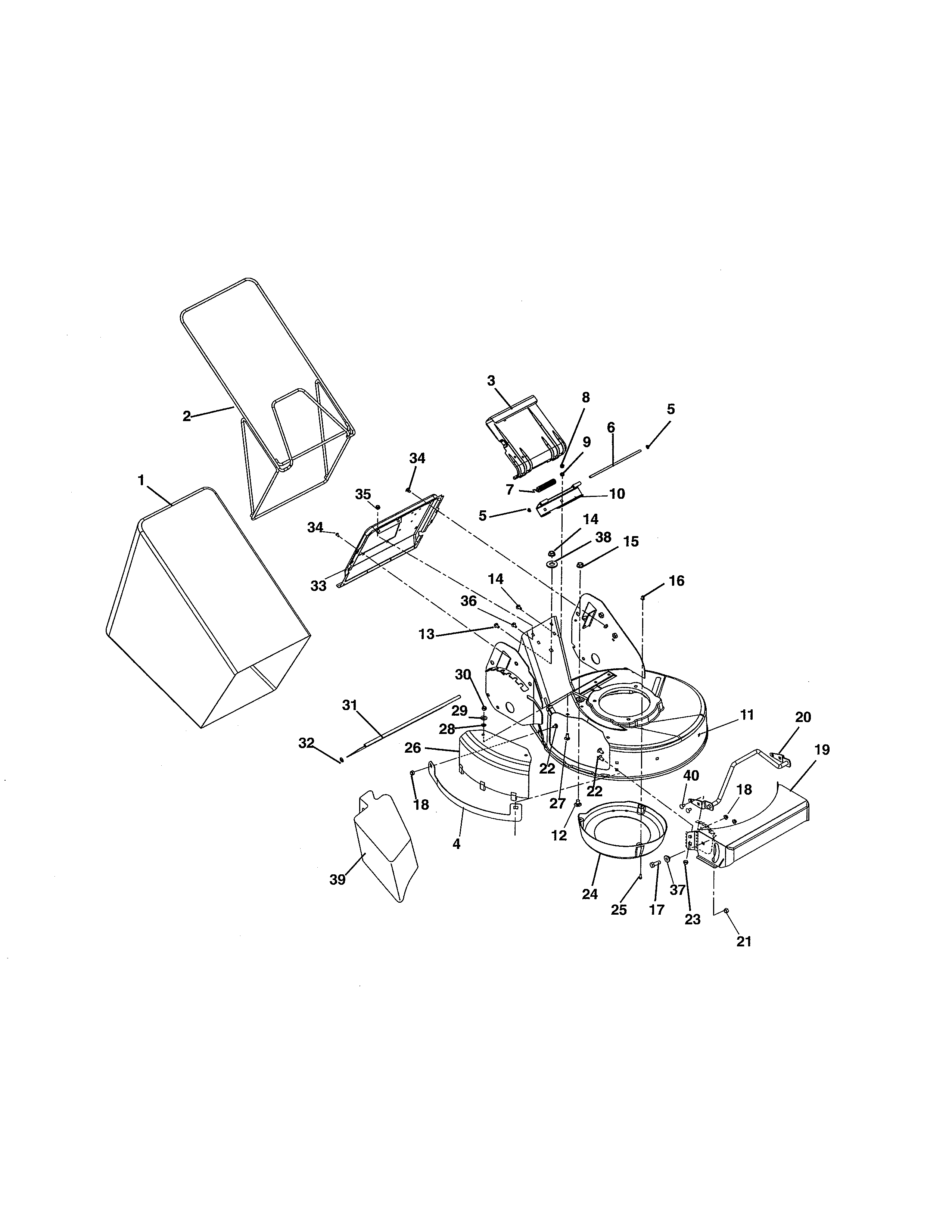 Ariens 91127100 (101-999999) mower deck/bagger diagram