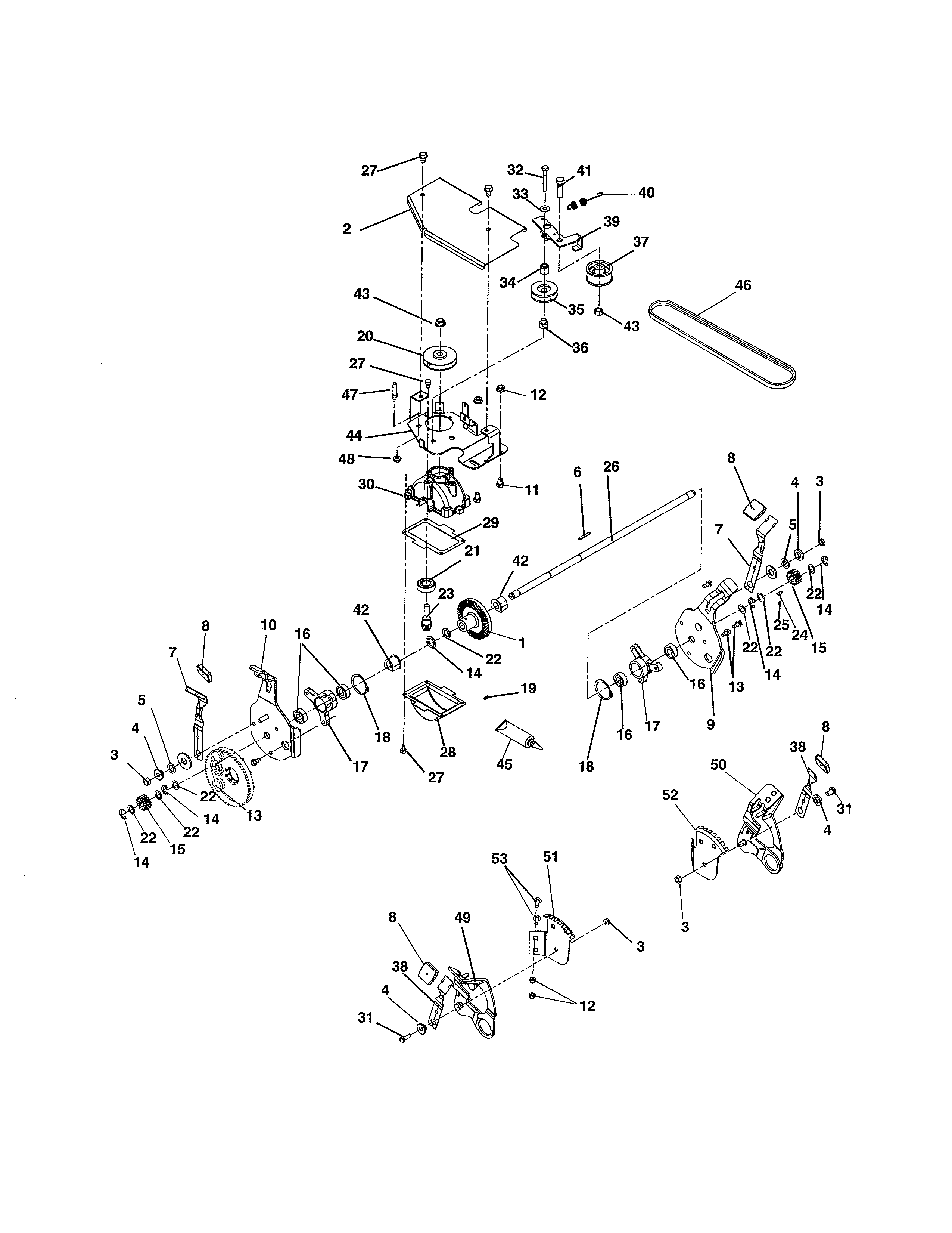 Ariens 91127100 (101-999999) transmission/height of cut diagram
