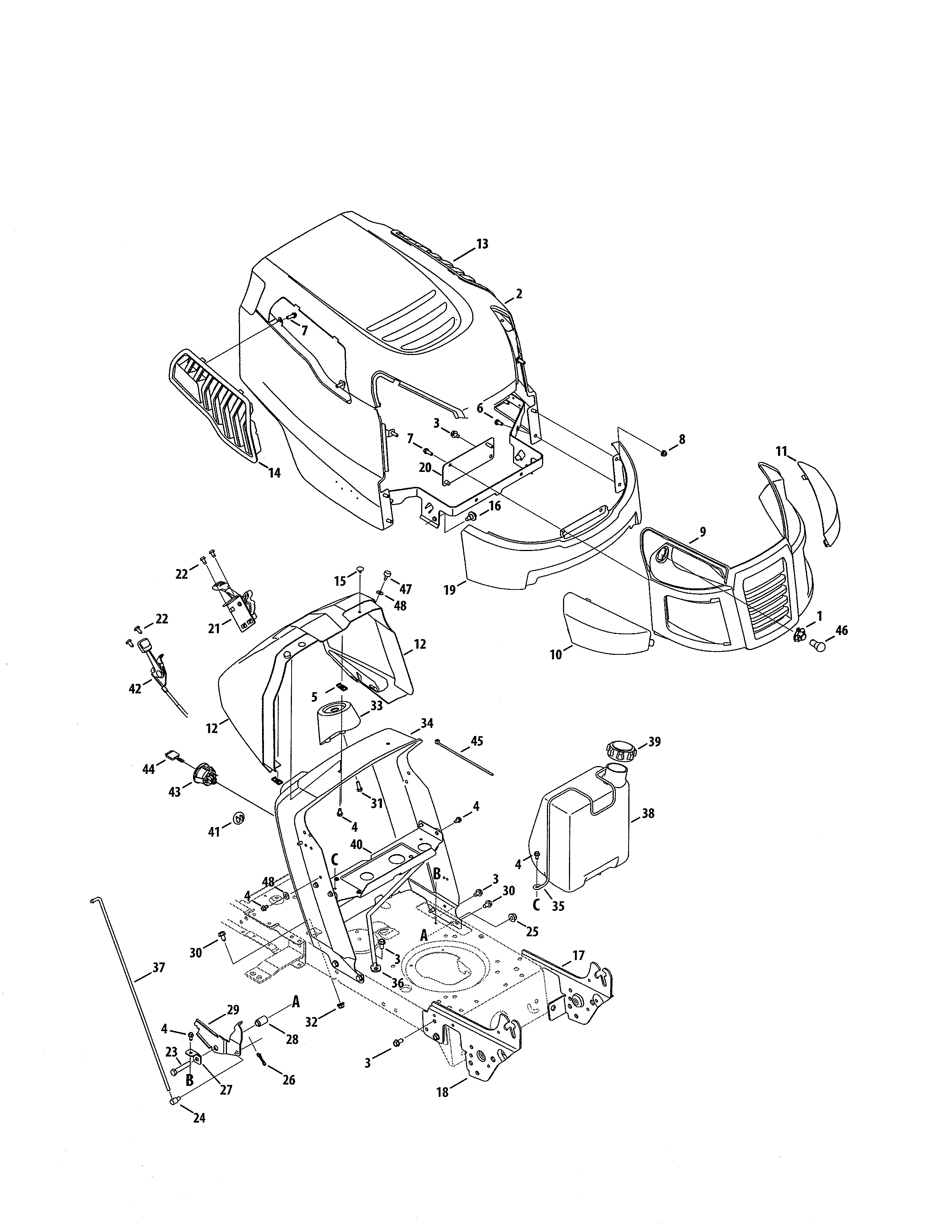 Kmart 02891808-4 hood/grill/fuel tank diagram