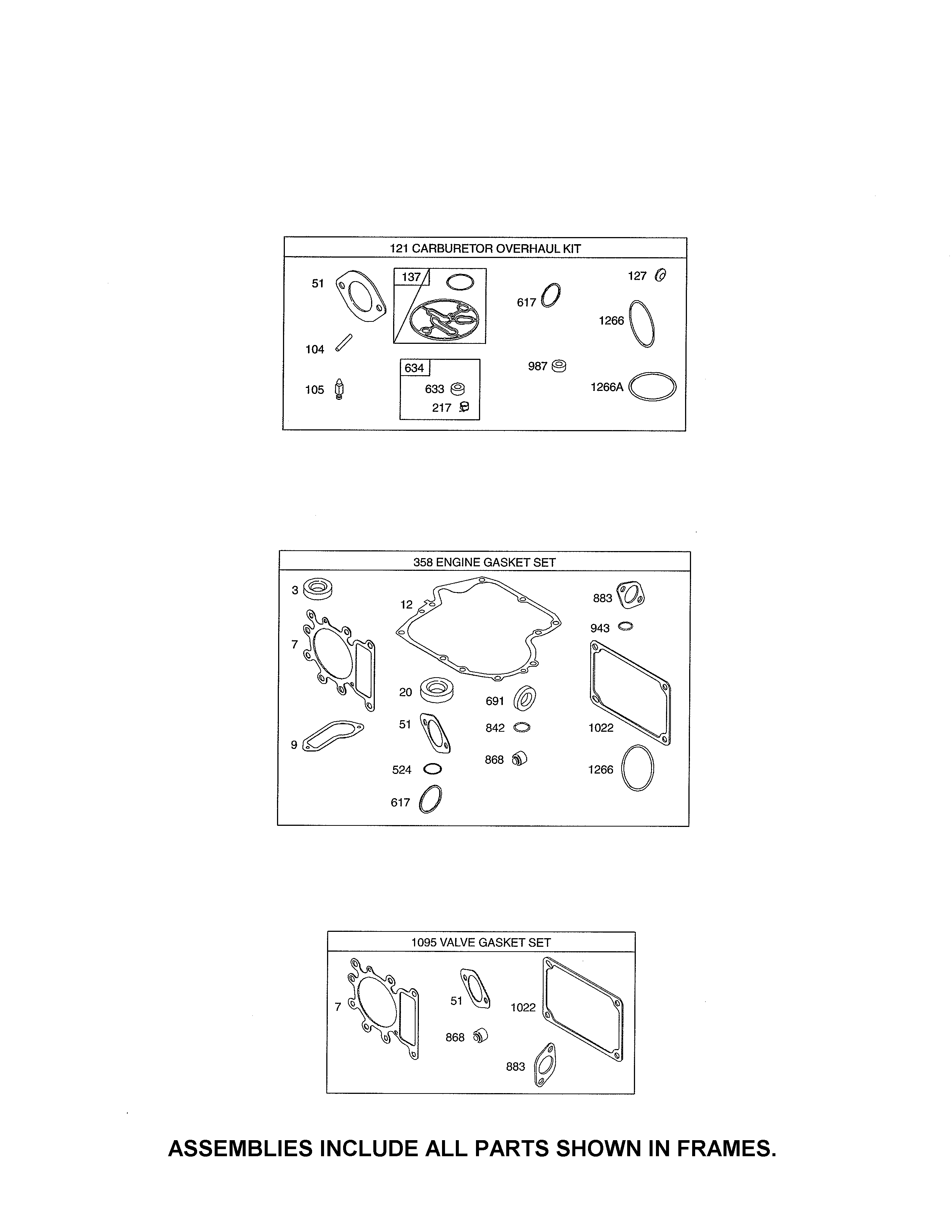 MTD 13AN77SS299 gasket sets diagram