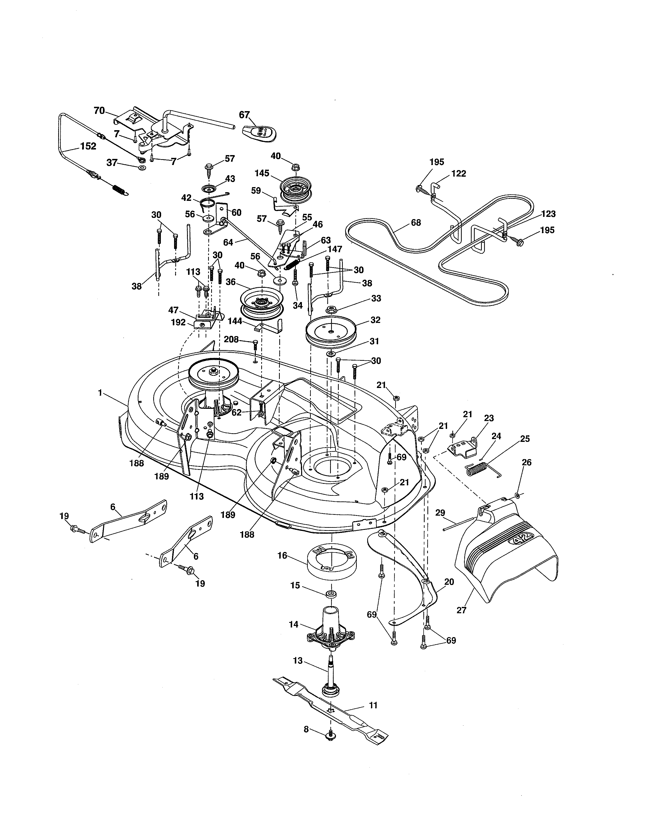 Ariens 96046000100 mower deck diagram