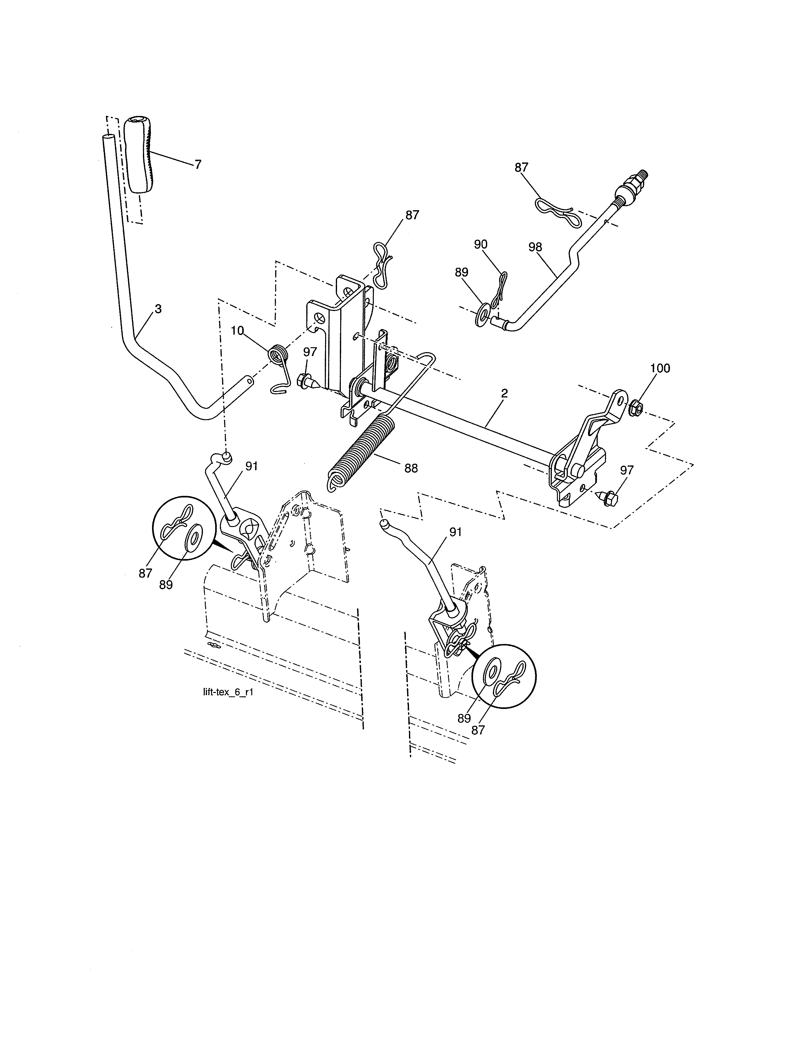 Ariens 96046000100 mower lift diagram