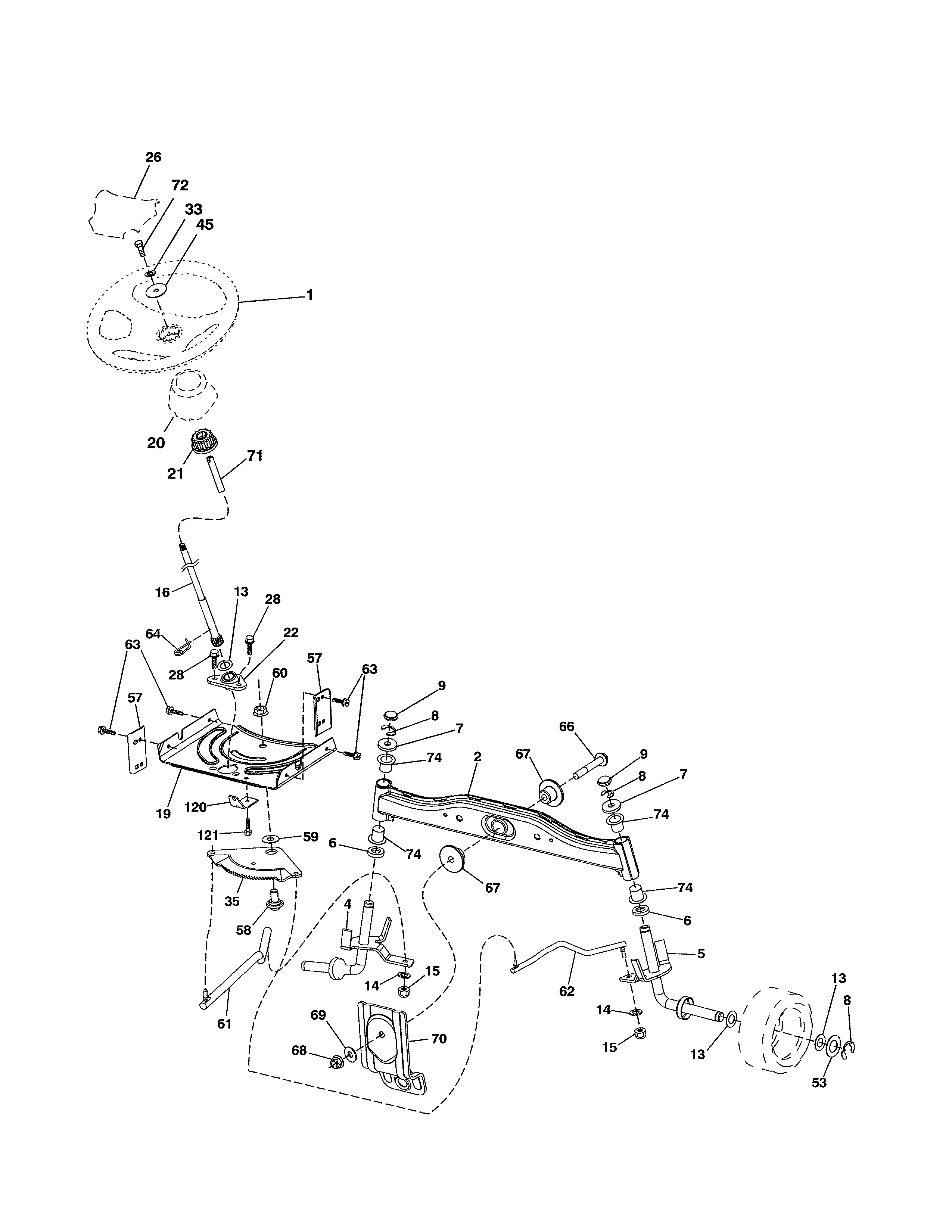 Ariens A19BA42 (96046001001) steering diagram