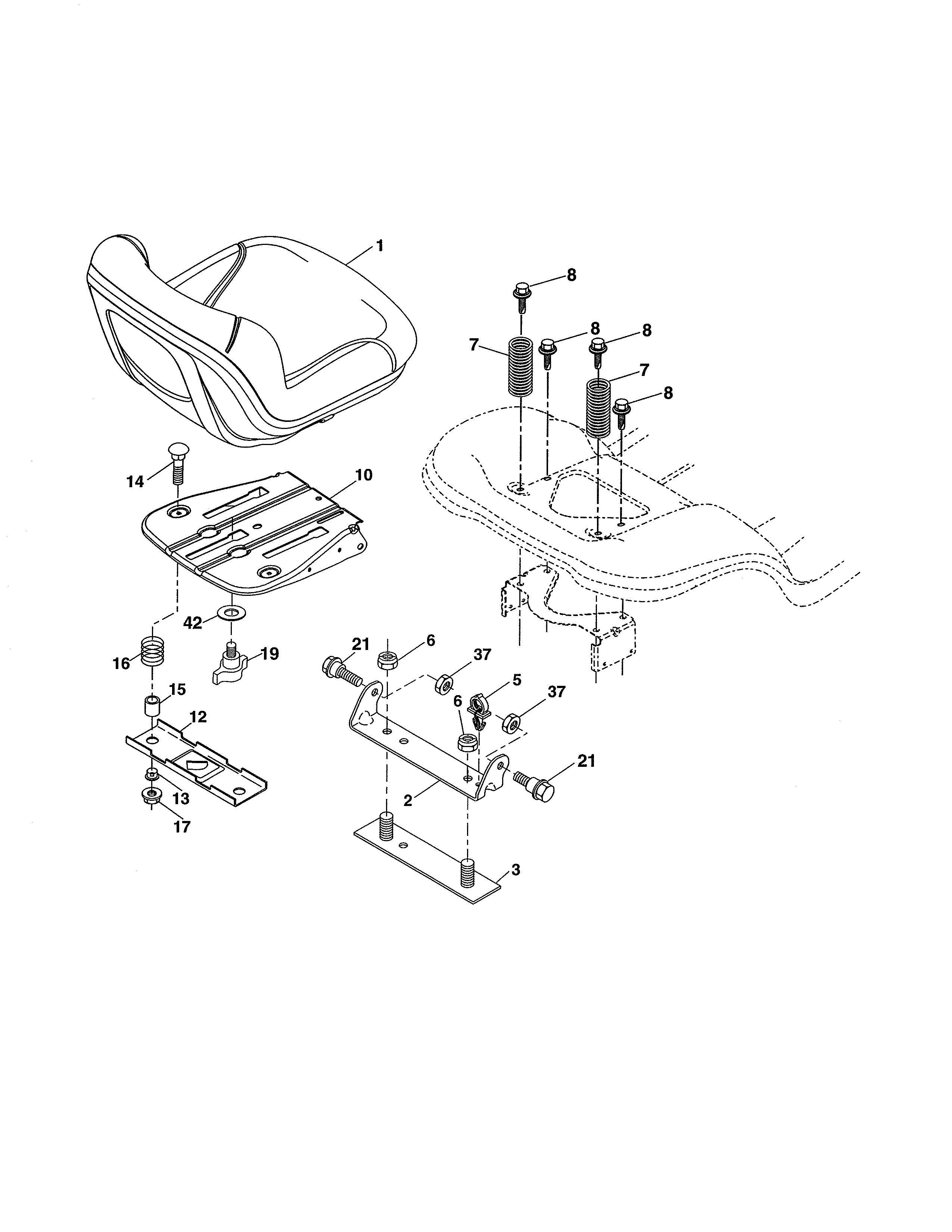 Ariens A19BA42 (96046001001) seat diagram