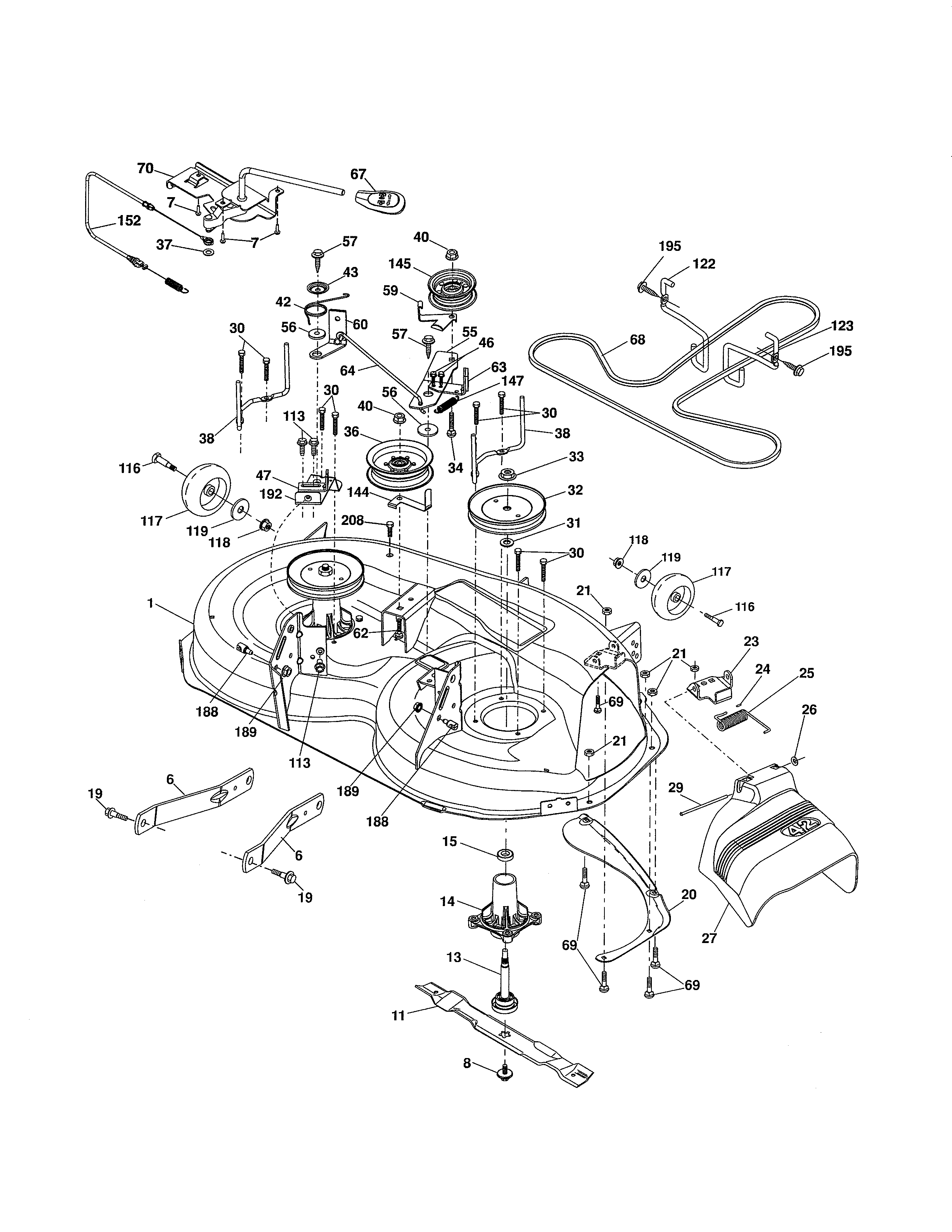 Ariens A19BA42 (96046001001) mower deck diagram