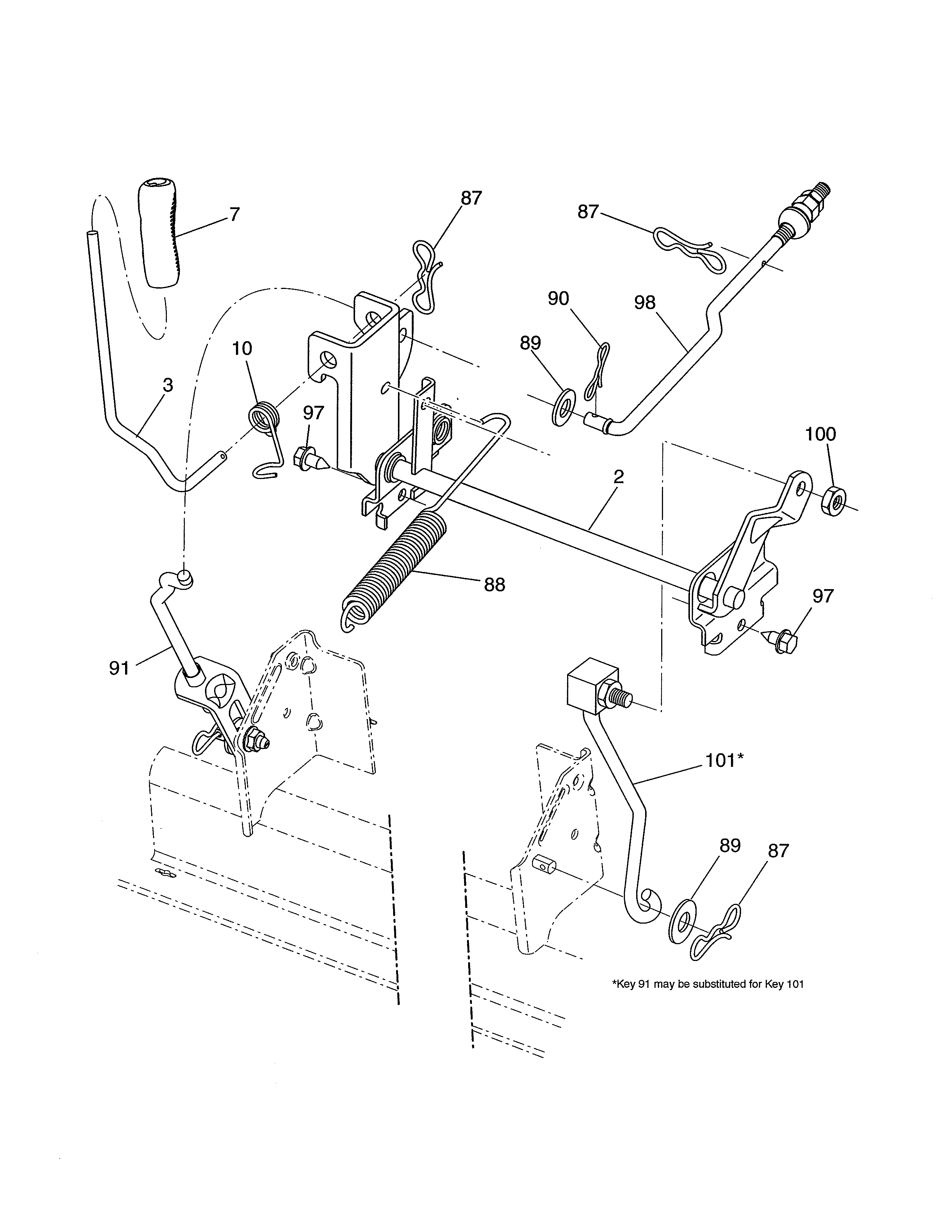 Ariens A19BA42 (96046001001) mower lift diagram