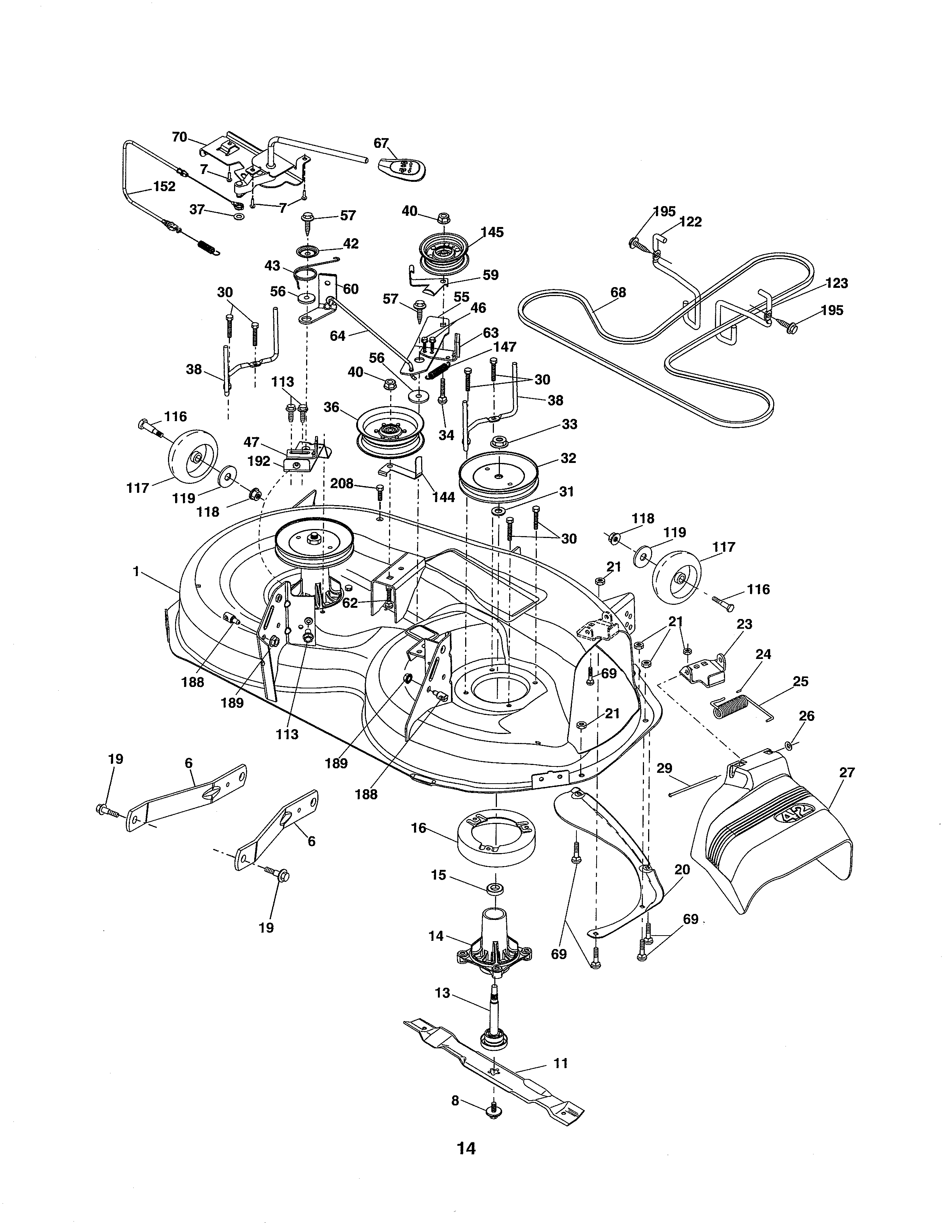 Ariens 93603800 mower deck diagram