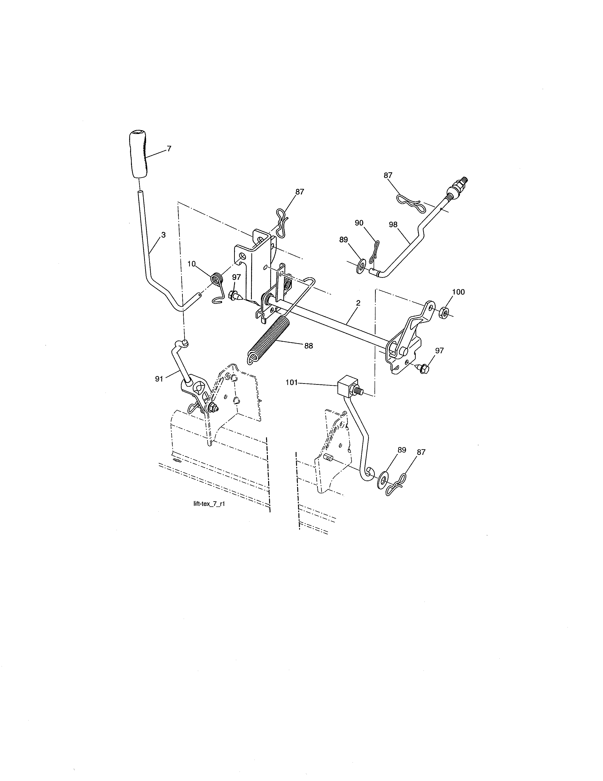 Ariens 93603800 mower lift diagram