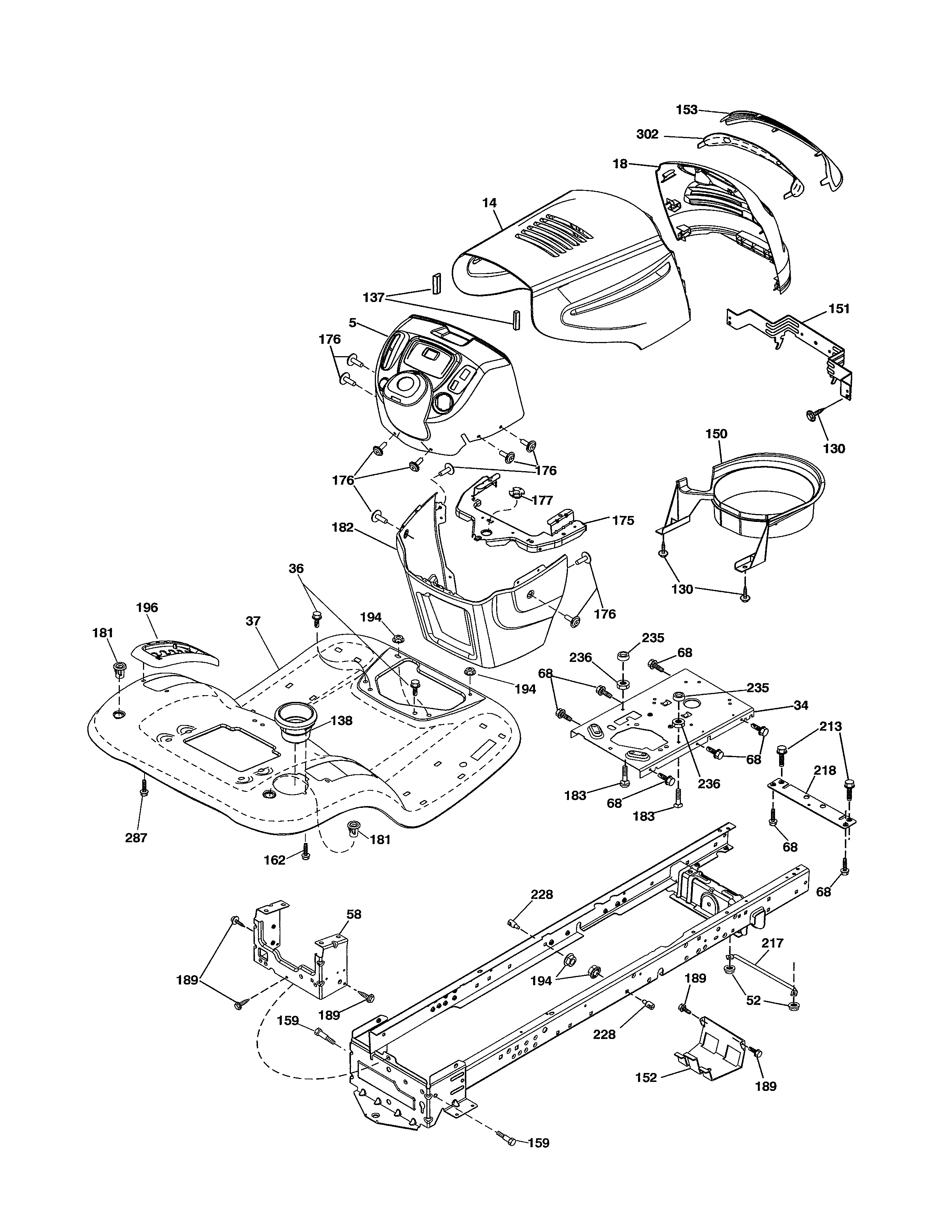 Ariens A19K42 (96046000500) chassis diagram